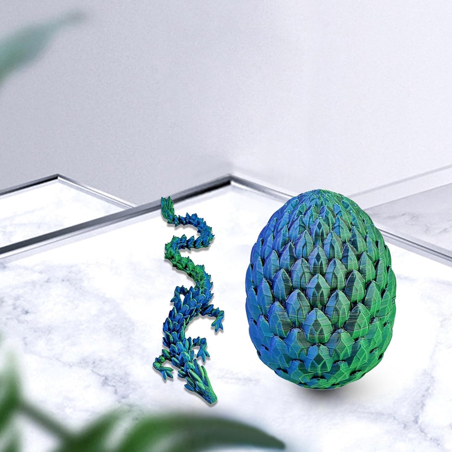 Easter Dragon Eggs 3D Printed Dragon Egg with Dragon Inside Articulated Crystal Dragon Fidget Toy Mystery Easter Suprise Home Office Decor Executive Desk Toys