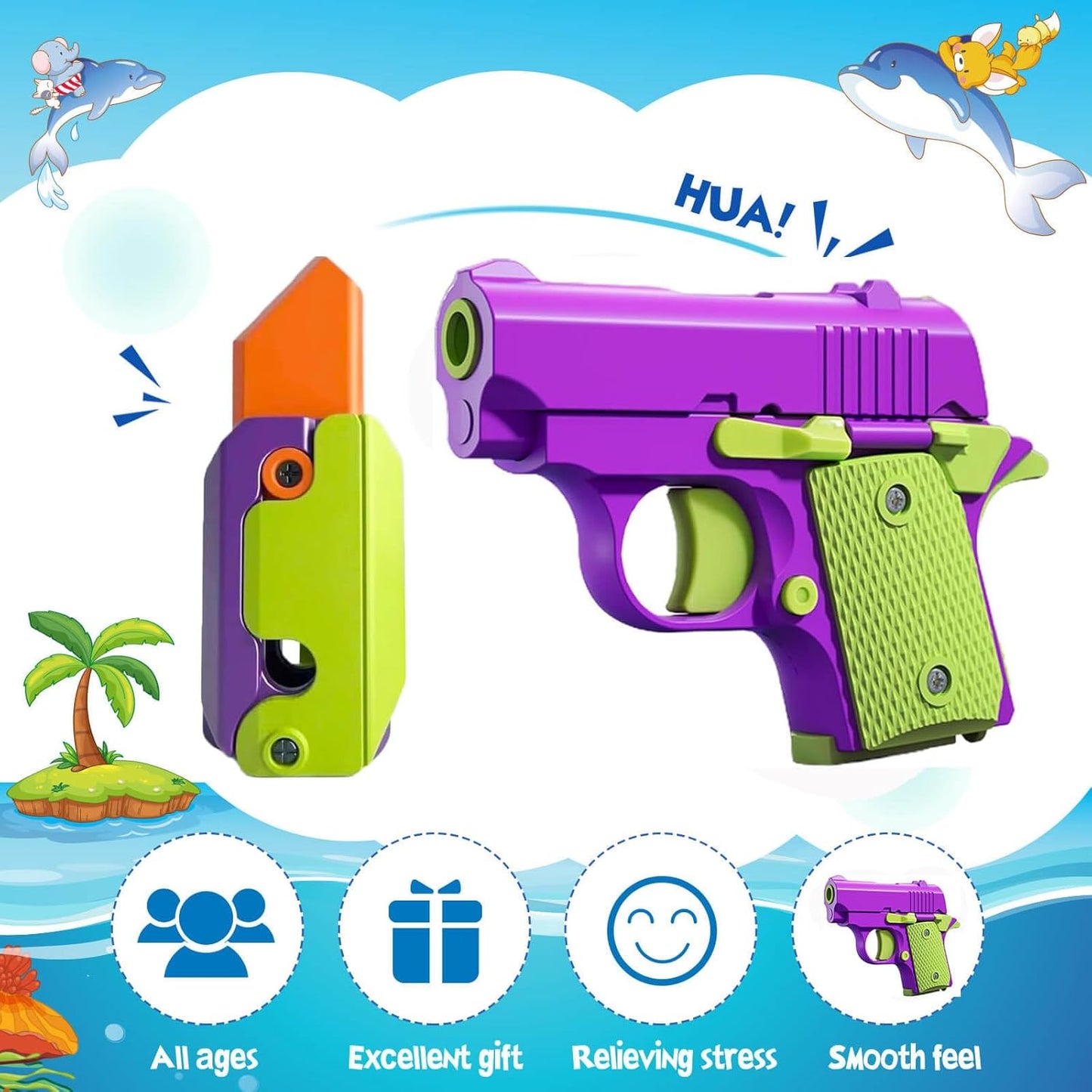 Fidget Toys Pistol, 3D Gravity Mini 1911 Fidget Pistol Toys,Fidget Sensory Toys,Stress Relief for