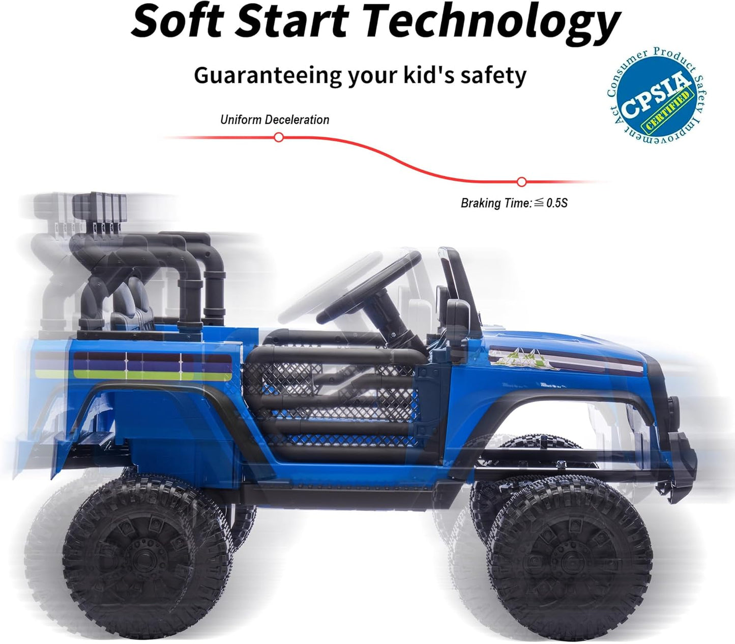 24V Kids Ride on Toy, Kids Electric Vehicles Car Ride on Car Truck for Toddlers with Remote Control, 2x200W Motor - Blue