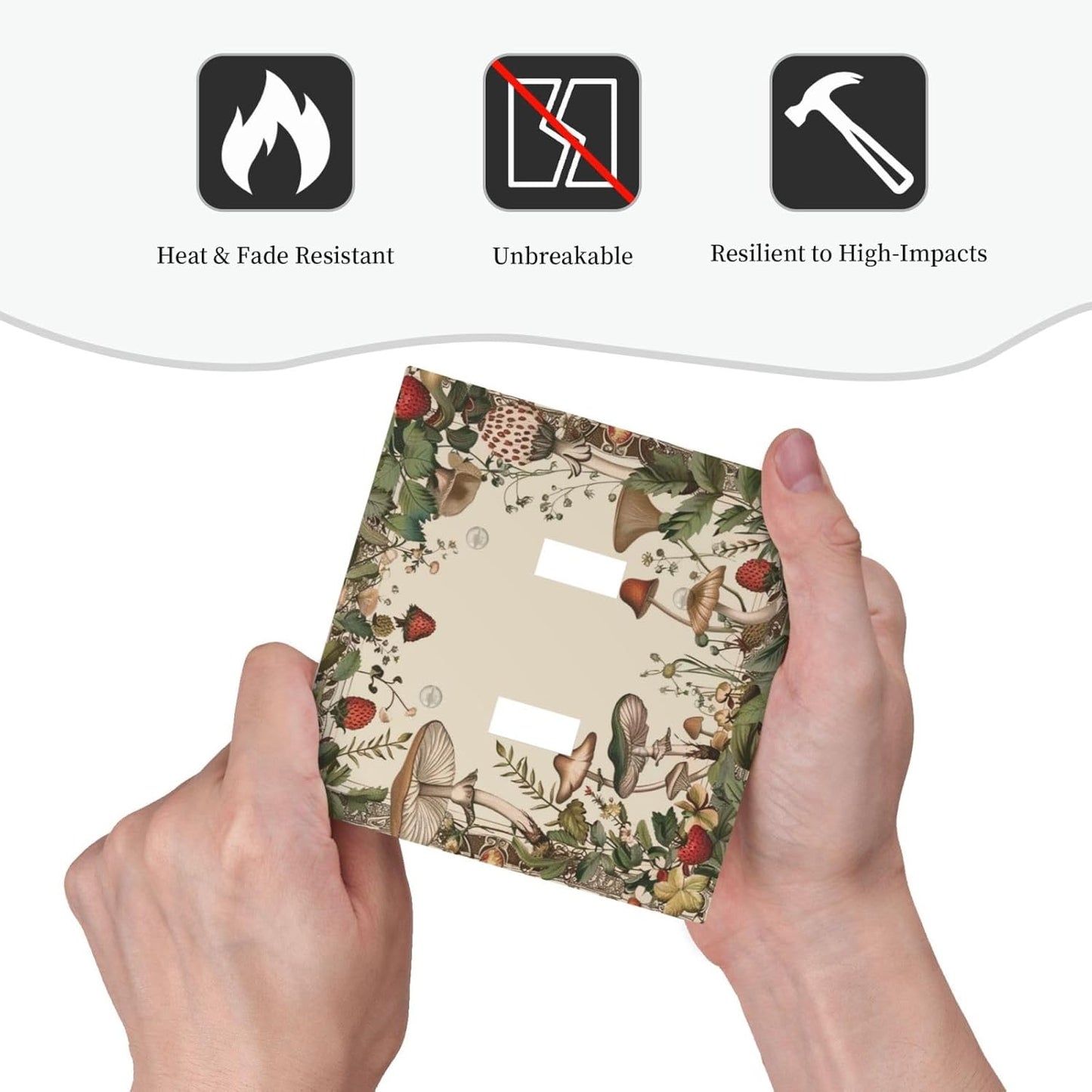 Decorative Switch Covers Plate Rustic Mushroom Garden Red Strawberry 2 Gang Wall Plate Unique Double Toggle Light Switch Plate Wall Cover Plate Faceplate for Bedroom Home Decor