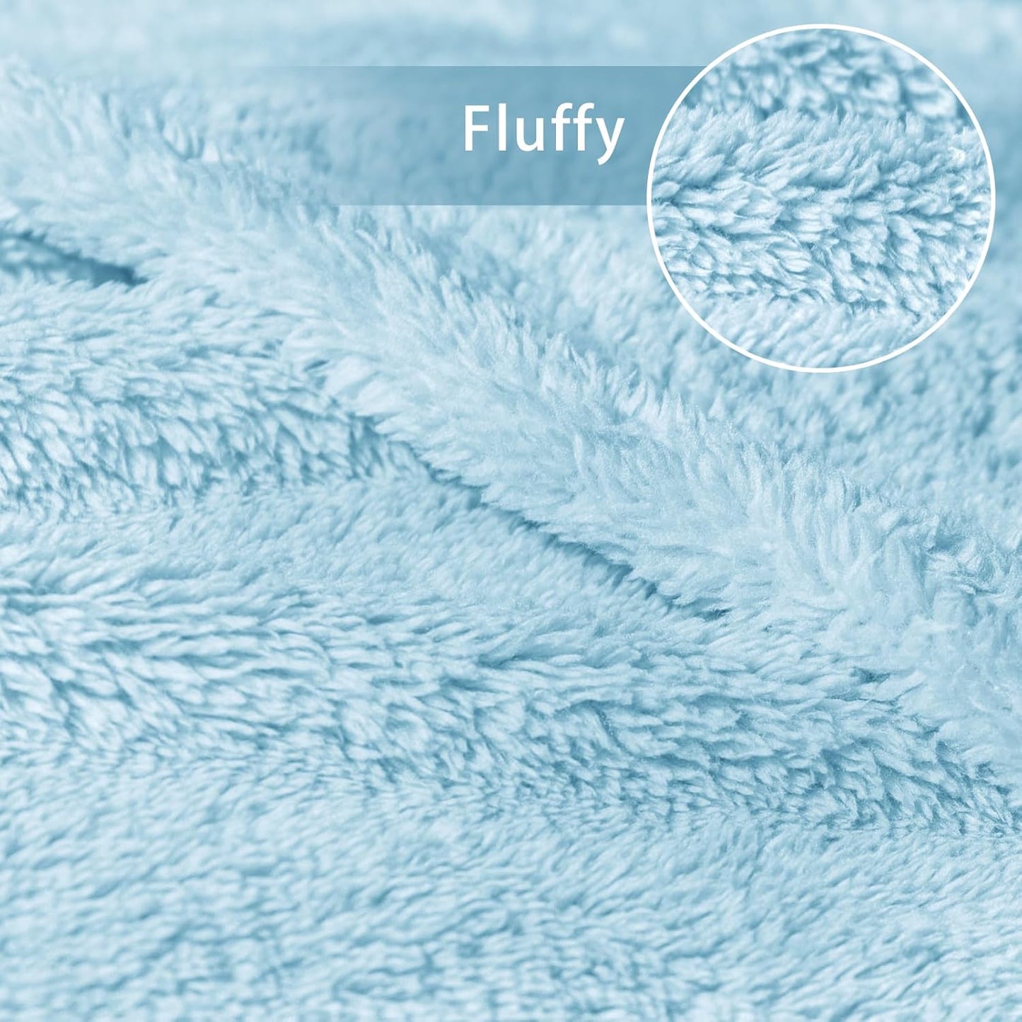 Exclusivo Mezcla Queen Size Flannel Fleece Blanket, Super Soft Velvet Plush Bed Blanket, Fuzzy Cozy and Warm for All Seasons, 90x90 Inches, Light Blue
