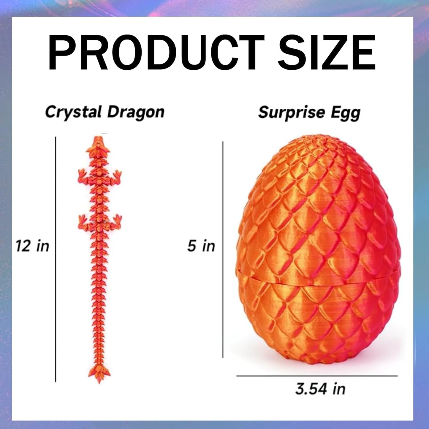 Cessfle 3D Printed Dragon in Egg, Crystal Dragon Eggs with Dragon Inside, Full Articulated Dragon Eggs 3D Dragon Toys, Mystery Dragon Egg for House of Dragon, 3D Printed Animals Fidget Toys