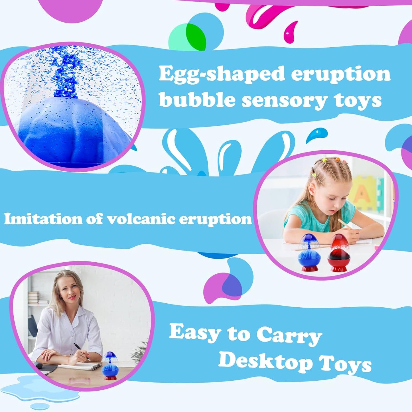 Egg-shaped liquid Motion bubble machine from The bottom up to erupt imitation volcanic toys Sensory Fidget Toys (2pcs in a pack)