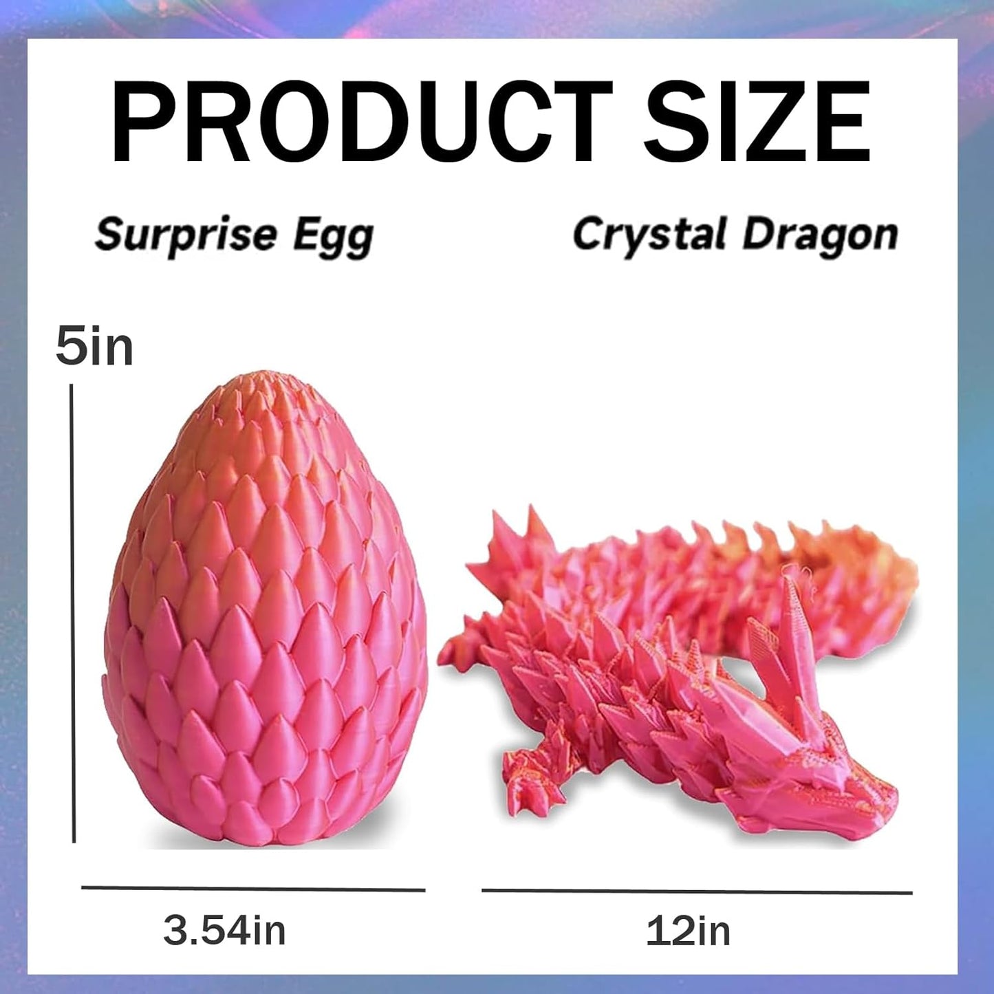 Cessfle 3D Printed Dragon in Egg, Crystal Dragon Eggs with Dragon Inside, Full Articulated Dragon Eggs 3D Dragon Toys, Mystery Dragon Egg for House of Dragon, 3D Printed Animals Fidget Toys