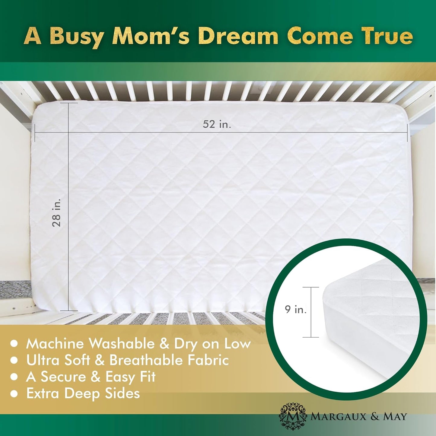 Crib Mattress Protector Pad 2 Pack - Ultra-Soft Waterproof Breathable Premium Bamboo Rayon
