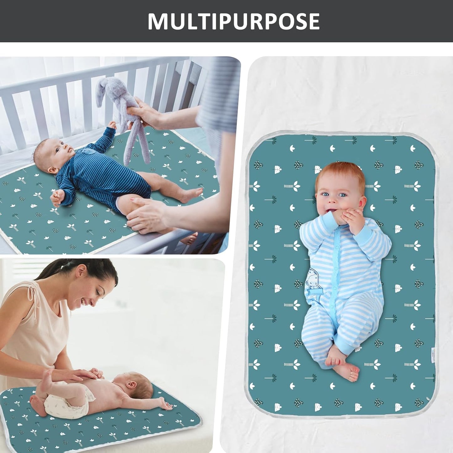 Baby Diaper Changing Pad, 21 5/8" x 31.5" Waterproof Changing Pad Liners - Reusable Soft and Absorbent Portable Changing Mat(Tree1PCS)