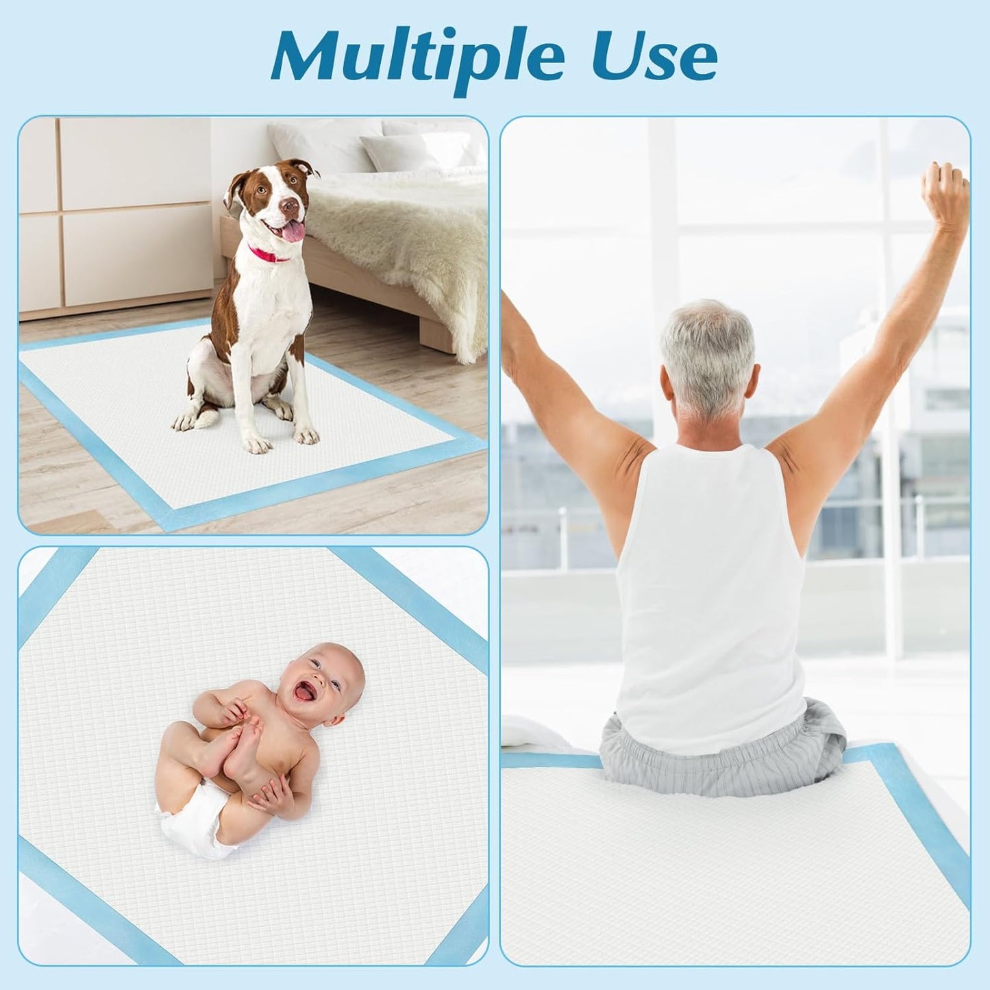 50 Count 30” x 36” Super Absorbency Disposable Underpads, Leakproof Quick Drying, Baby Puppy &