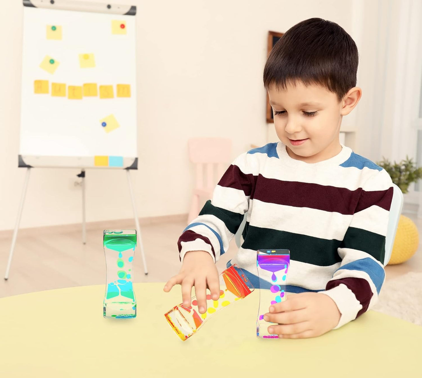 Liquid Motion Bubbler,CAILINK 3 Pack Kids and Adults Relax Sensory Toys,Stress Relief Fidget Water Timers,Colorful Hourglass,ADHD Anxiety Autism Activity,Home Office Desk Decor