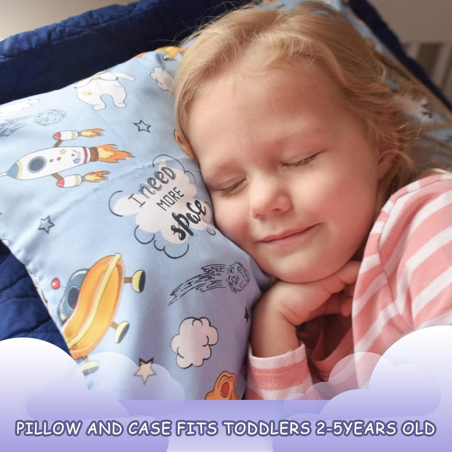 ALVABABY Toddler Pillowcases 2 Pack Organic Cotton Kids Pillow Cover Fit 13"x 18" or 12"x20" Envelope for Girl Boy Sleepy Travel
