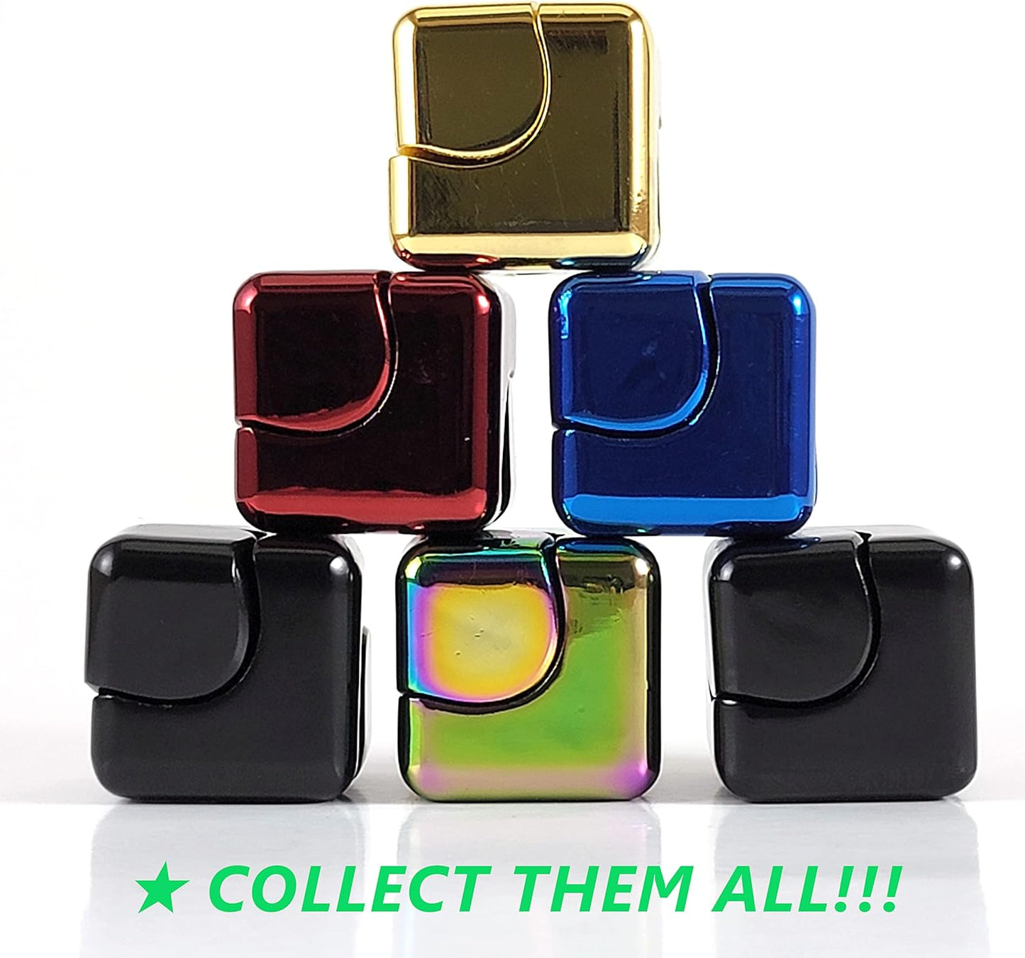 QUBI Cube Spinner 4-in-1 Spinning Toy– Helps with Anxiety, ADHD, Autism, Stress & Focus– Desktop EDC Fidgets Spinner Aluminum Alloy Build for Kids & Adults. Blue.