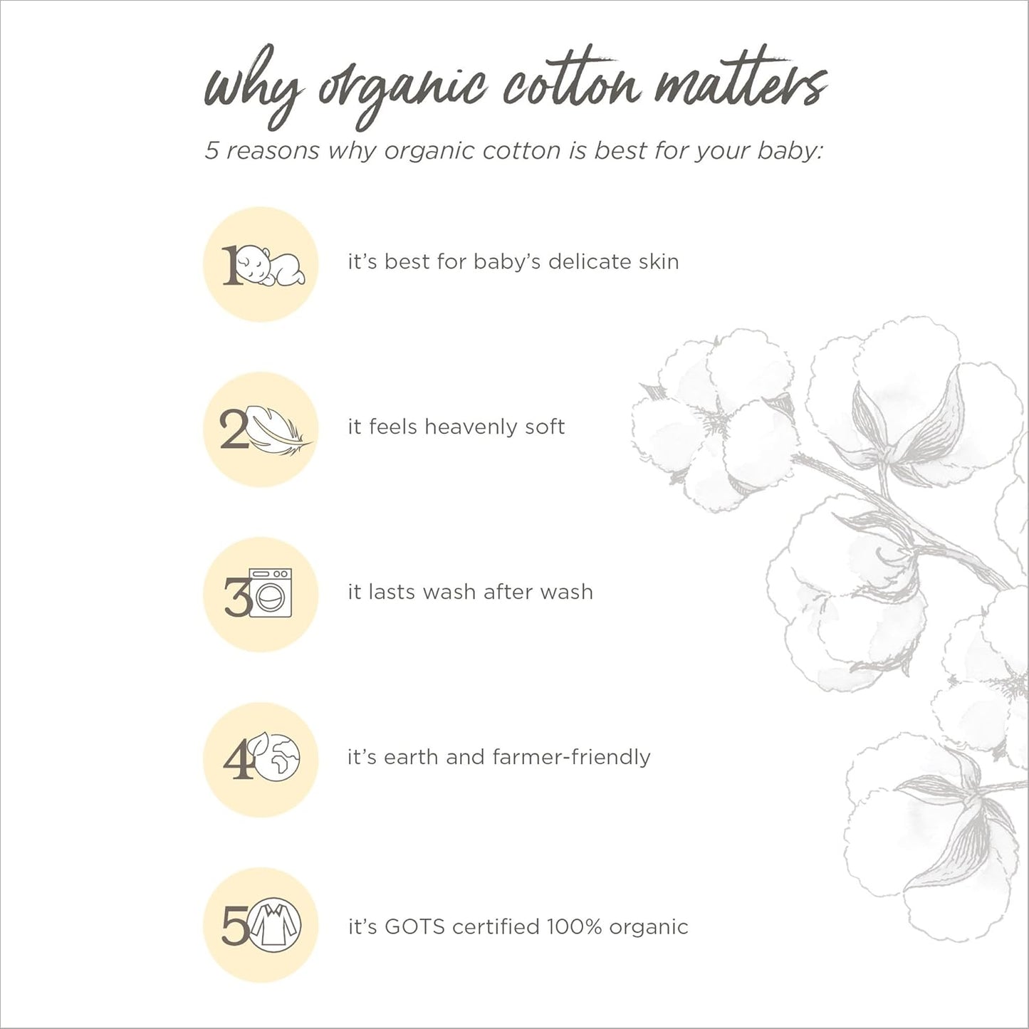 Burt's Bees Baby Unisex Organic Cotton Short and Long Sleeve Bodysuits, 5-Pack