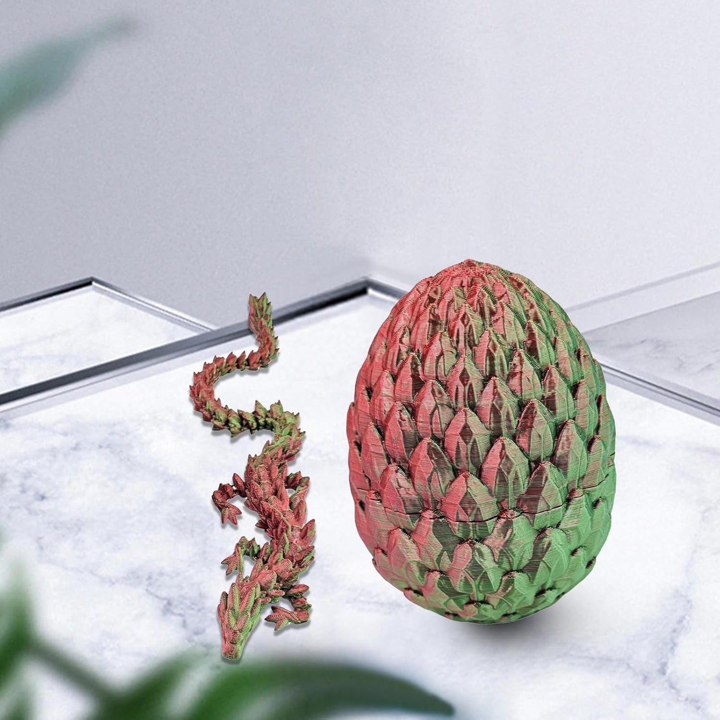 Easter Dragon Eggs 3D Printed Dragon Egg with Dragon Inside Articulated Crystal Dragon Fidget Toy Mystery Easter Suprise Home Office Decor Executive Desk Toys