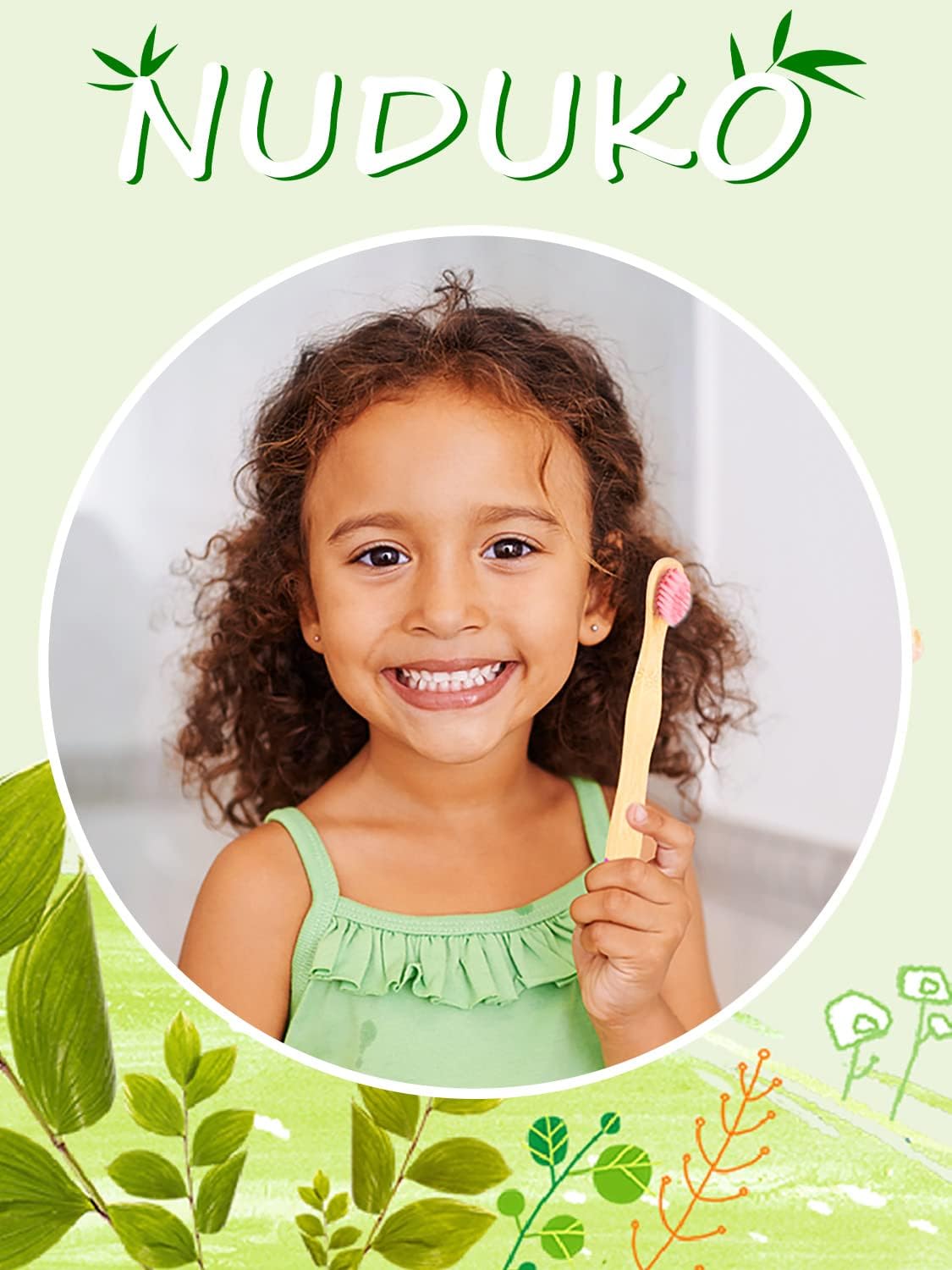 Bamboo Kids Toothbrushes (6 Pack) - Soft Bristle Organic Compostable BPA Free Toothbrush for Kids
