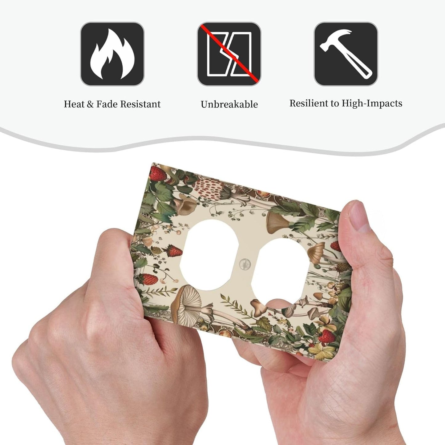 Decorative Outlet Covers Rustic Mushroom Garden Red Strawberry 1 Gang Duplex Light Switch Cover Plate Wall Plates for Electrical Outlets Switchplate Faceplate for Bedroom Home Decor