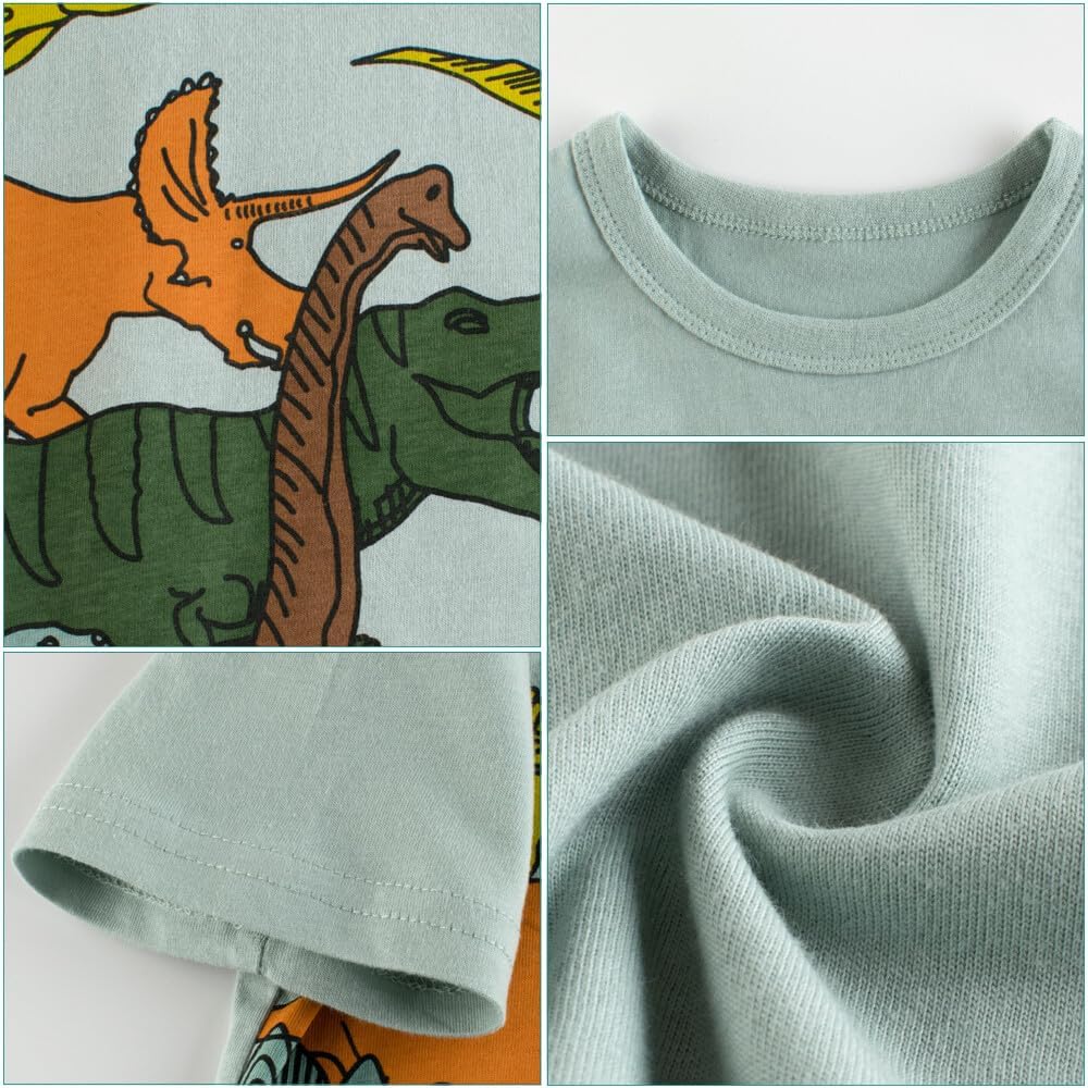 Boys' 4-Pack Excavator Short Sleeve Crewneck T-Shirts Top Tee Size 2-7 Years Toddler Boys' Value Pack Cotton T-Shirt