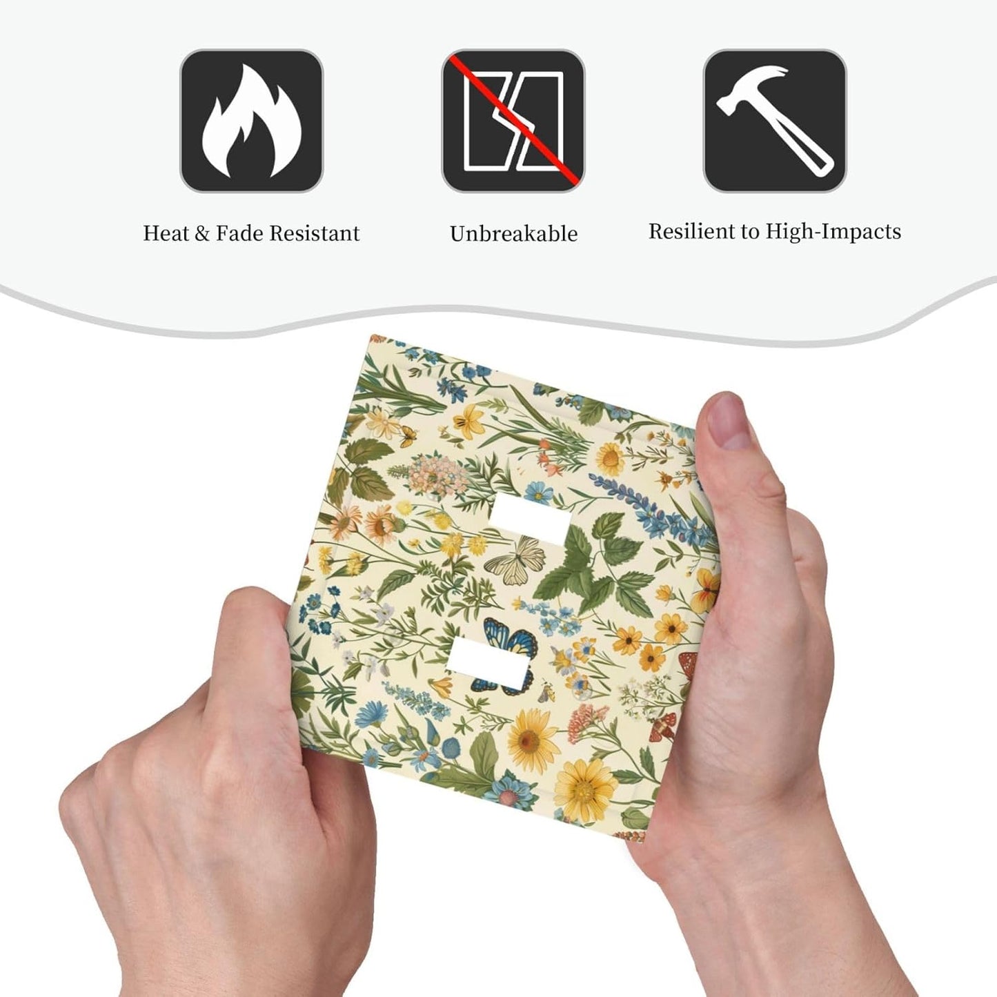 Decorative Switch Covers Plate Rustic Plant Garden Leaf Flower Butterfly 2 Gang Wall Plate Unique Double Toggle Light Switch Plate Wall Cover Plate Faceplate for Bedroom Home Decor