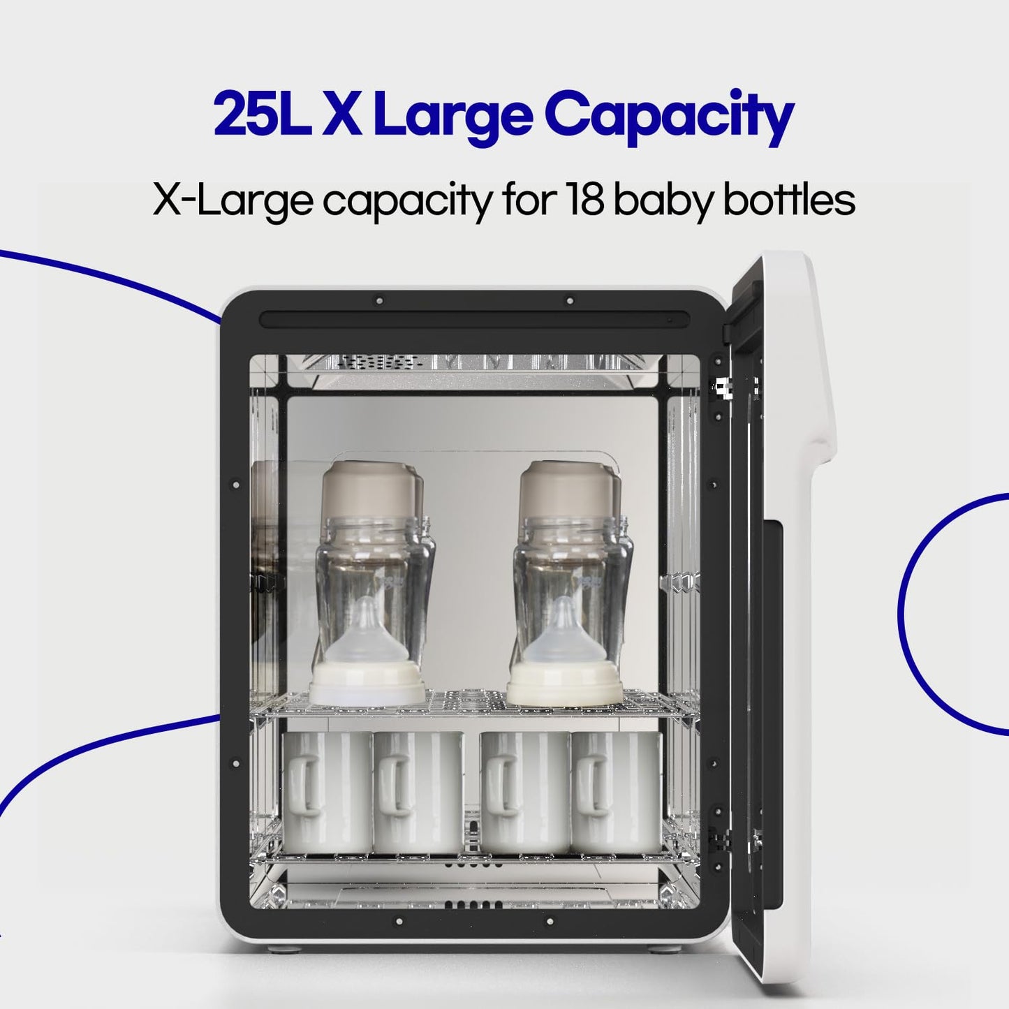 HubiBaby 4-in-1 UVC Cleaner and Dryer for Baby Bottles XL Large Inner Capacity Multifunctional