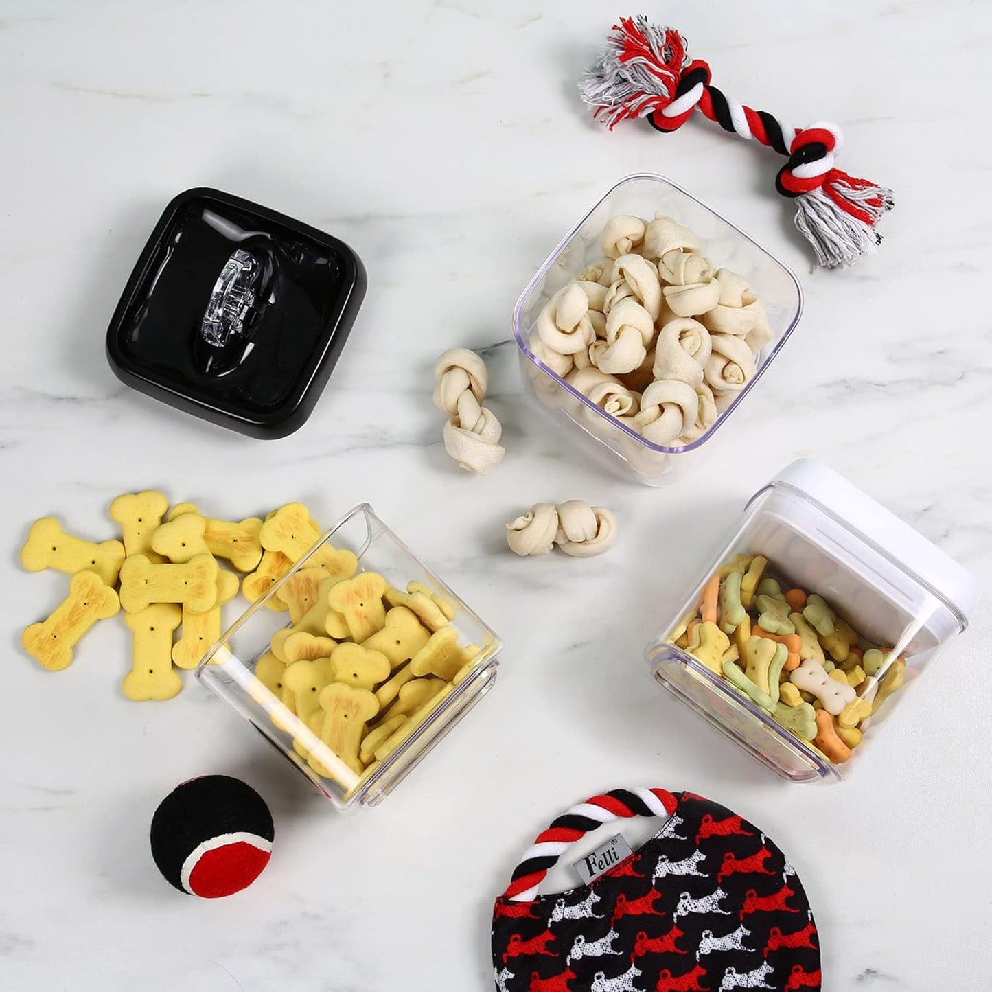 Felli Flip Tite Food Storage Container 5" LARGE Size Airtight Lid Lock Top, Stackable Kitchen