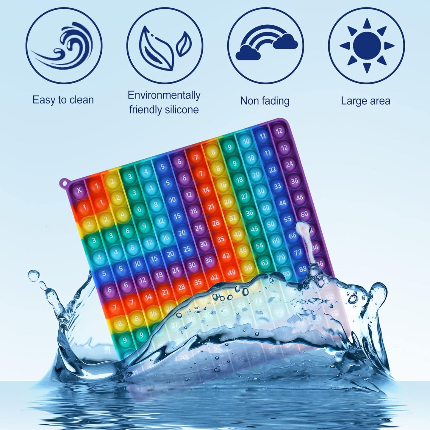 12x12 Multiplication Table Digital P0PP Math Toy, Rainbow Dimple Fingertip Toy, Multiplication