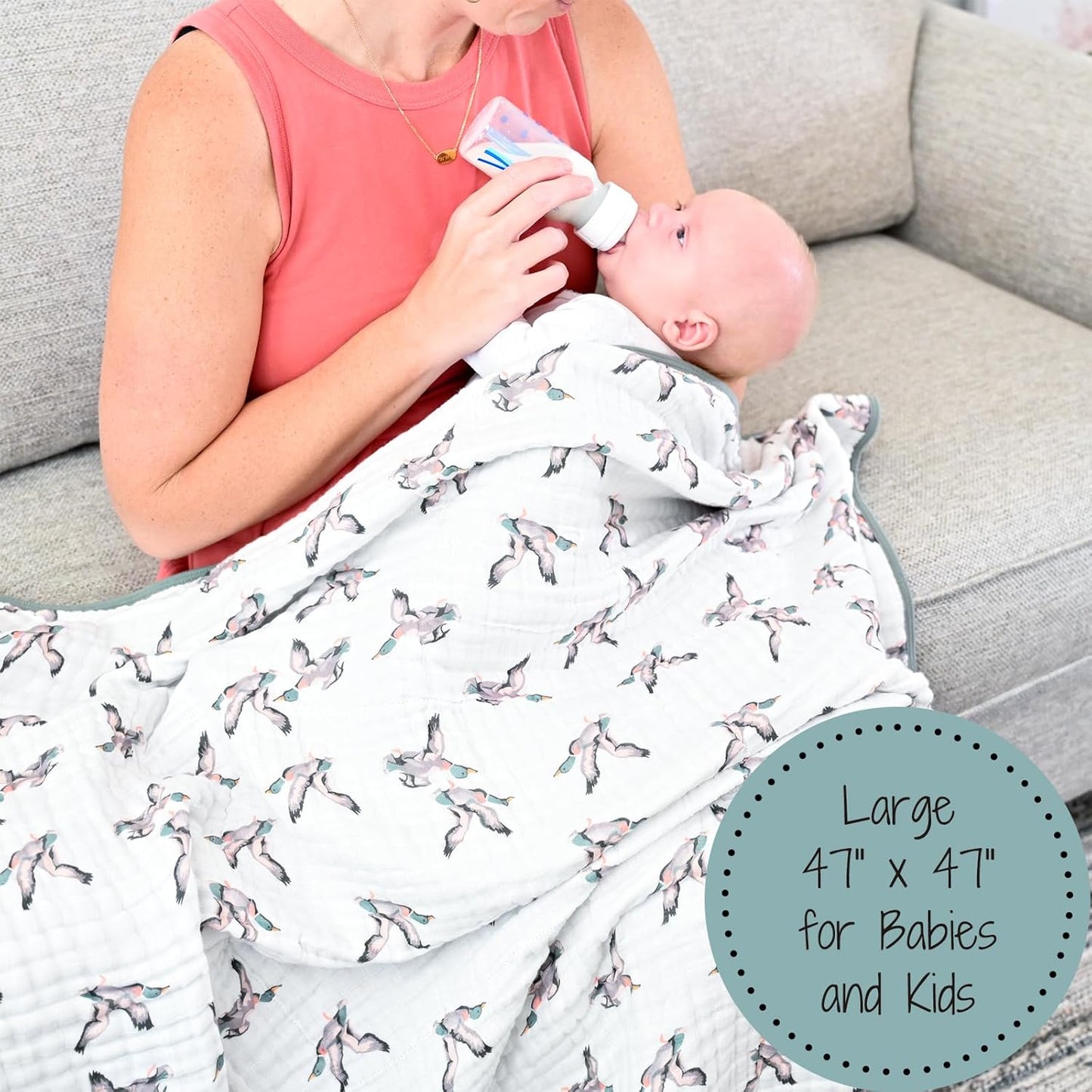 LollyBanks Muslin Baby Blanket 100% Organic Cotton, Muslin Quilt Lightweight, Toddler Blanket for