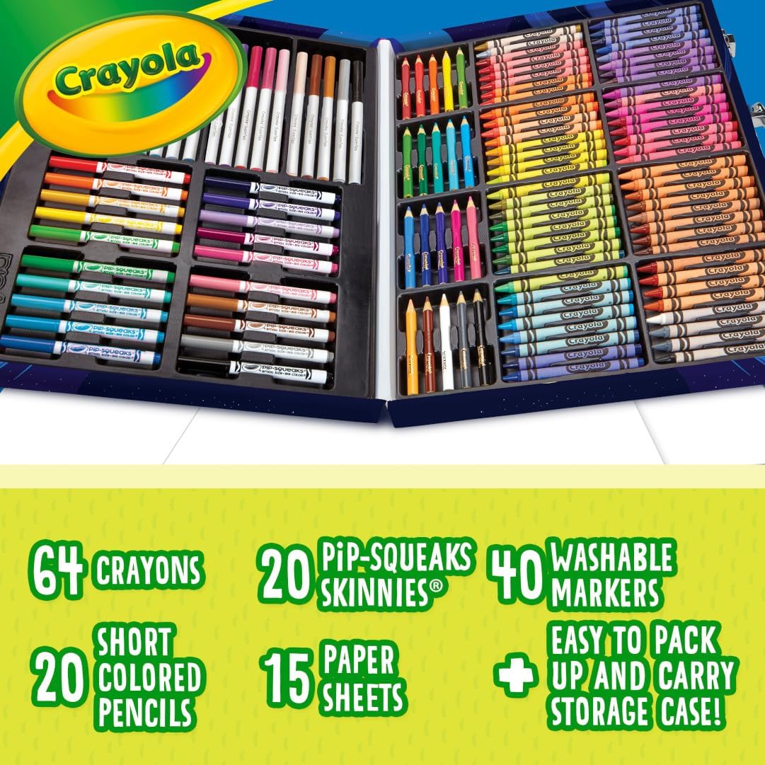 Crayola Inspiration Art Case Coloring Set, 140pc Space Theme – Art Kit for Kids, Crayons, Markers