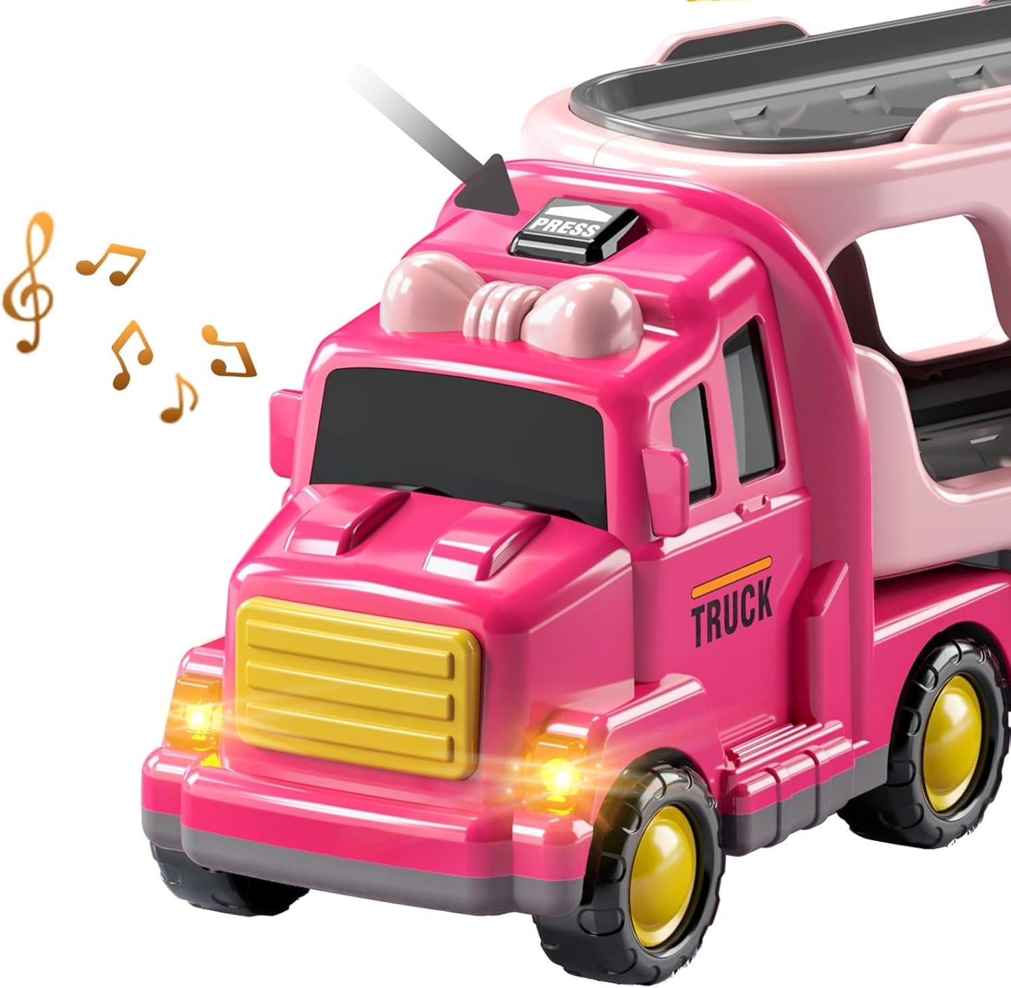 TEMI Girls Toddler Truck Toys for 3 4 5 6 Year Old, 5-in-1 Friction Powered Vehicle Car Set for Toddlers 3-6, Carrier Toys for Kids 3-5, Christmas Birthday Gifts for Boys Age 3-9