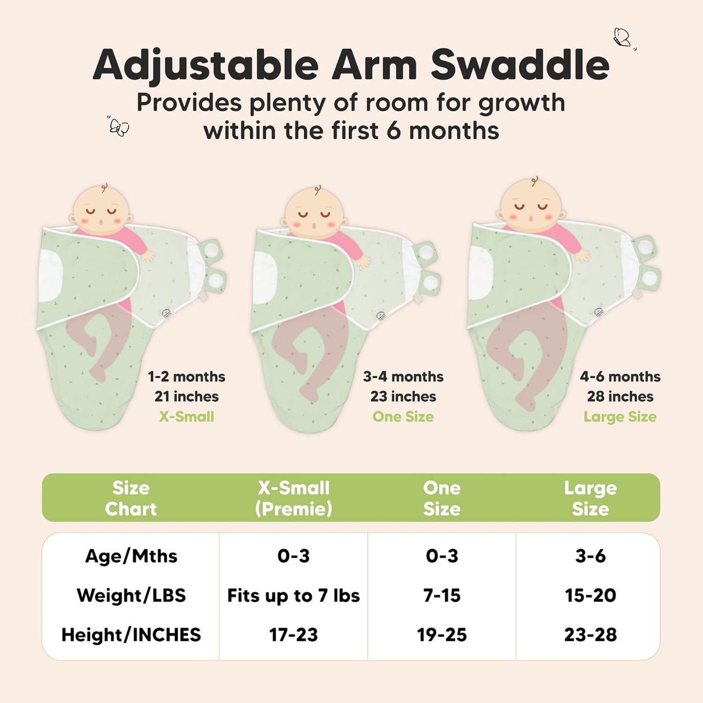 3-Pack Organic Baby Swaddle Sleep Sacks - Swaddles for Newborns, Infant 0-3 Months, Baby Girls