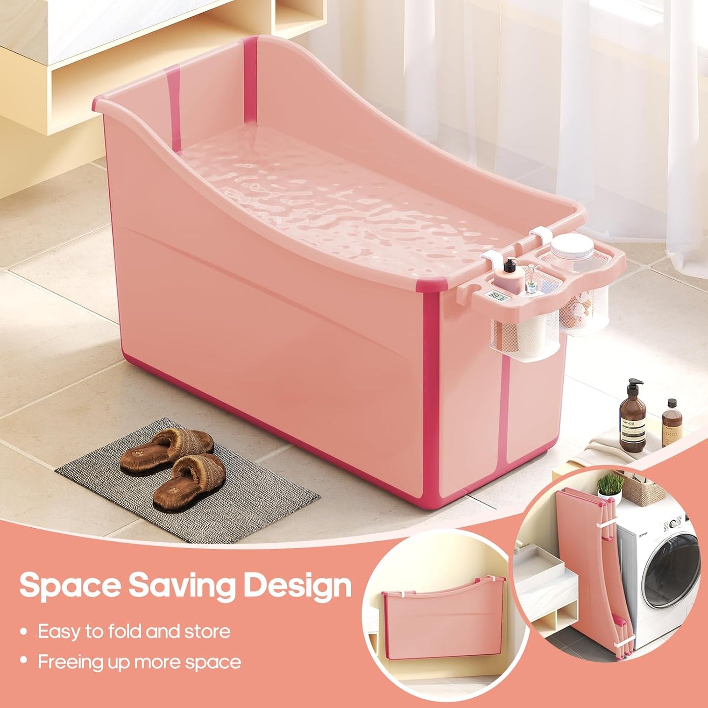 Collapsible Baby Bathtub Foldable Bathtub for Toddler Portable Large Foldable Bath Tub Bathtub for