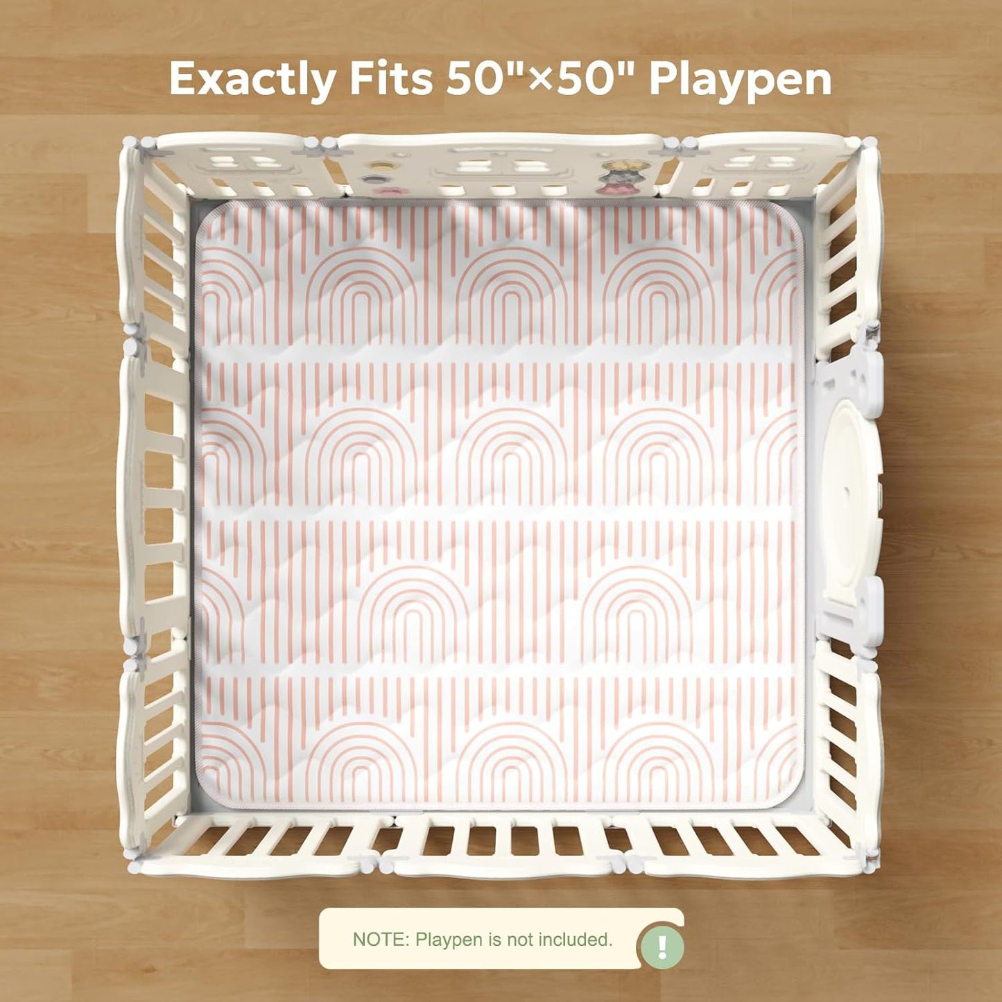 Mallify Baby Play Mat 50"x50", Non-Slip Baby Mat for Floor, Soft Thicker Playpen Mat, Portable Playmat, Crawling Mat for Infants, Babies, Toddlers, Activity Mat, Pink