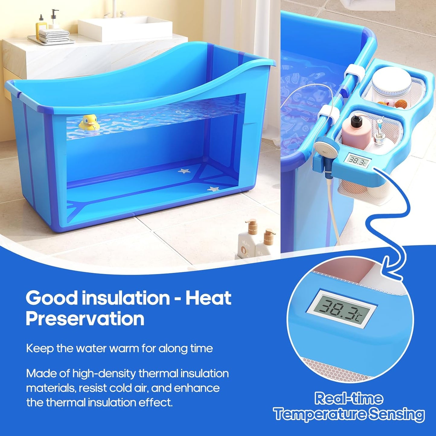 Collapsible Baby Bathtub Foldable Bathtub for Toddler Portable Large Foldable Bath Tub Bathtub for