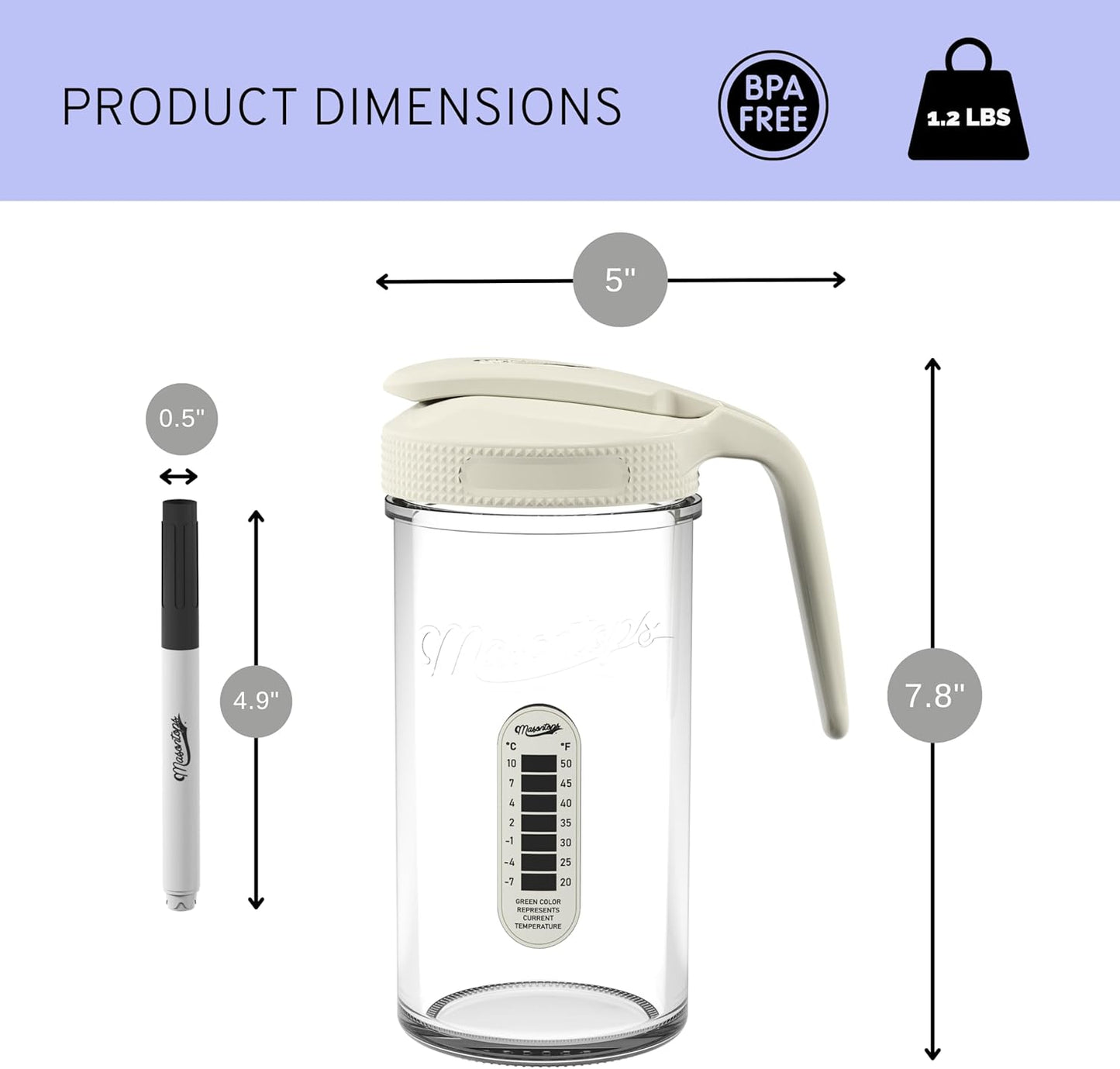 Masontops Breast Milk Storage Kit - 24oz Airtight Mason Jar with Handle, Marker & Stick-on