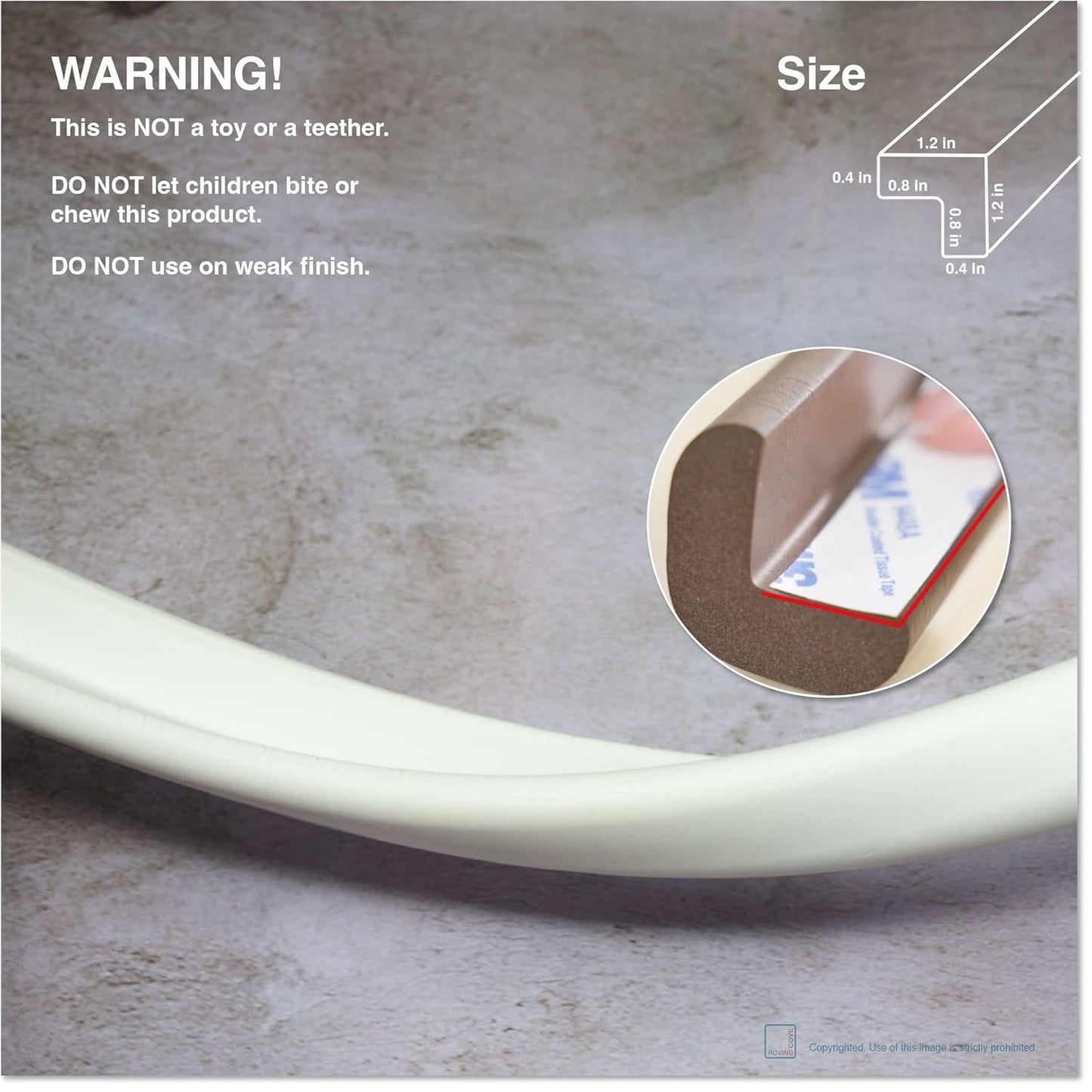 Roving Cove HeftyFit Edge Protector for Baby Proofing (9ft Large Edge Only), Heavy-Duty Soft Furniture Edge Bumper Guards, Desk Edge Cushion, Wall Corner Covers, 3M Adhesive, Oyster White (Off White)