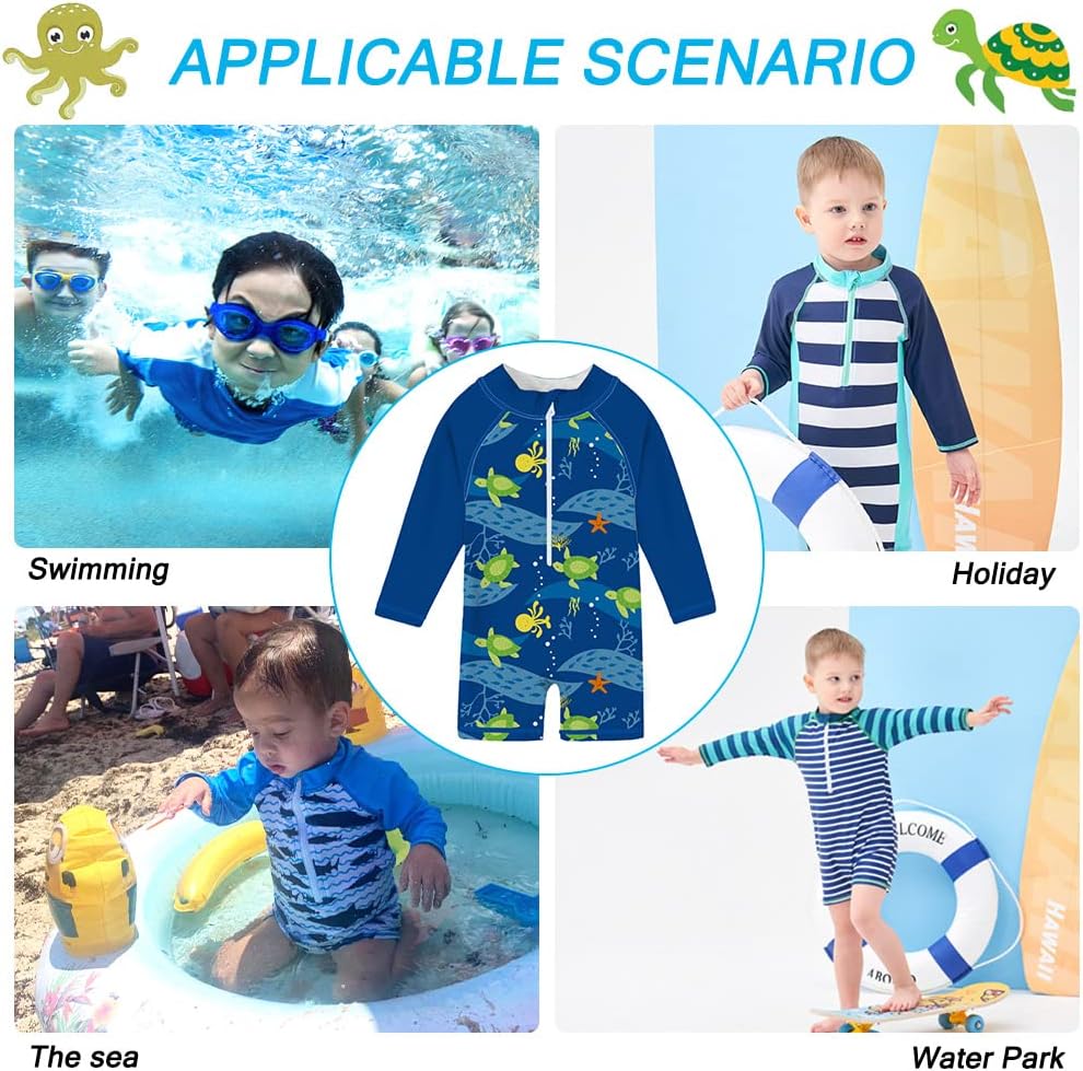 Funnycokid Baby Swimsuit Boy Toddler Bathing Suit Rash Guard UPF 50+ Swimwear 6 Months-4T