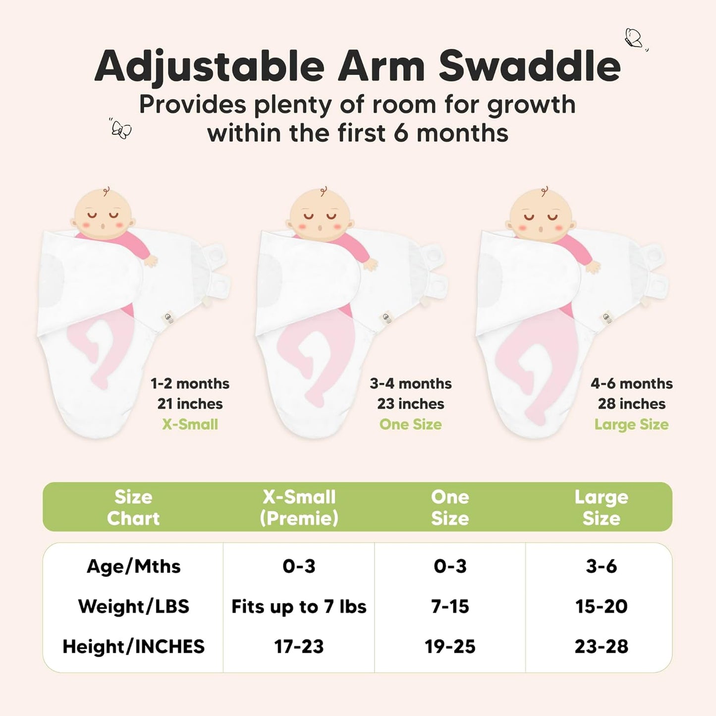 3-Pack Organic Baby Swaddle Sleep Sacks - Swaddles for Newborns, Infant 0-3 Months, Baby Girls