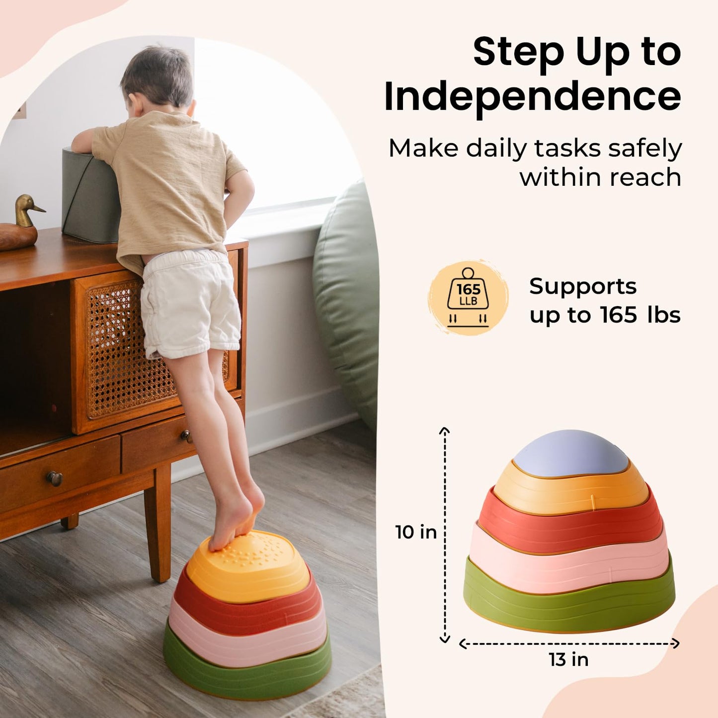 Tiny Land Stepping Stones for Kids, 5pcs Non-Slip Balance Toddler Toys
