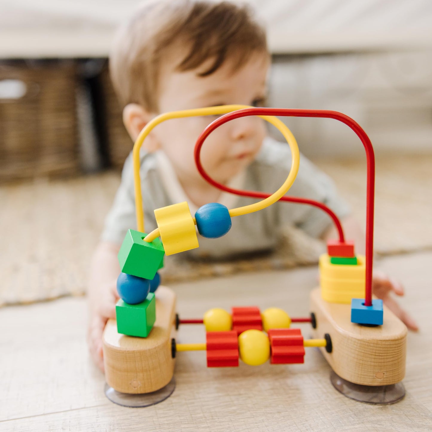 Melissa & Doug First Bead Maze - Wooden Educational Baby Toy with Suction Cups, for Floor, High