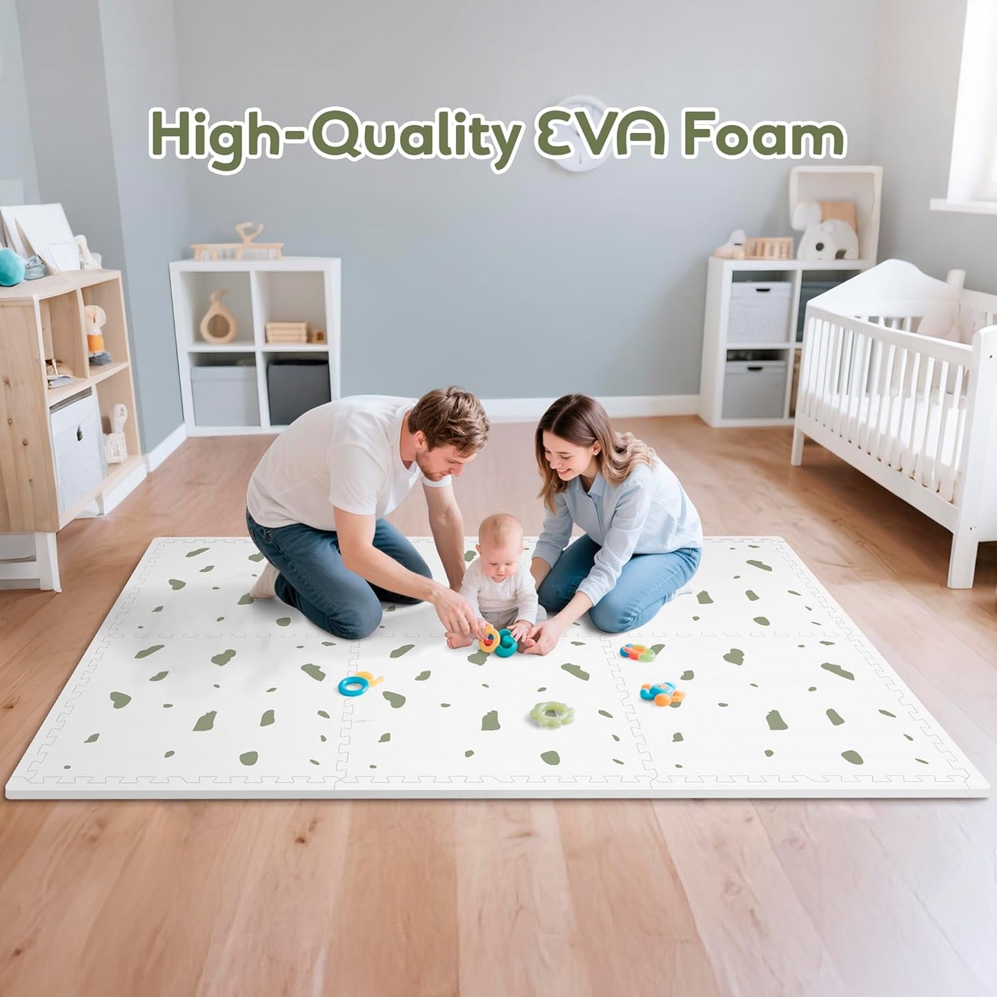 Baby Foam Play Mat-72”x 48” Baby Playmat,6-Piece Interlocking Foam Floor Tiles,Puzzle Mat for Infants and Toddlers,Waterproof Crawling Mat,Non Toxic Play Mat for Baby Tummy Time Mat(Spot)