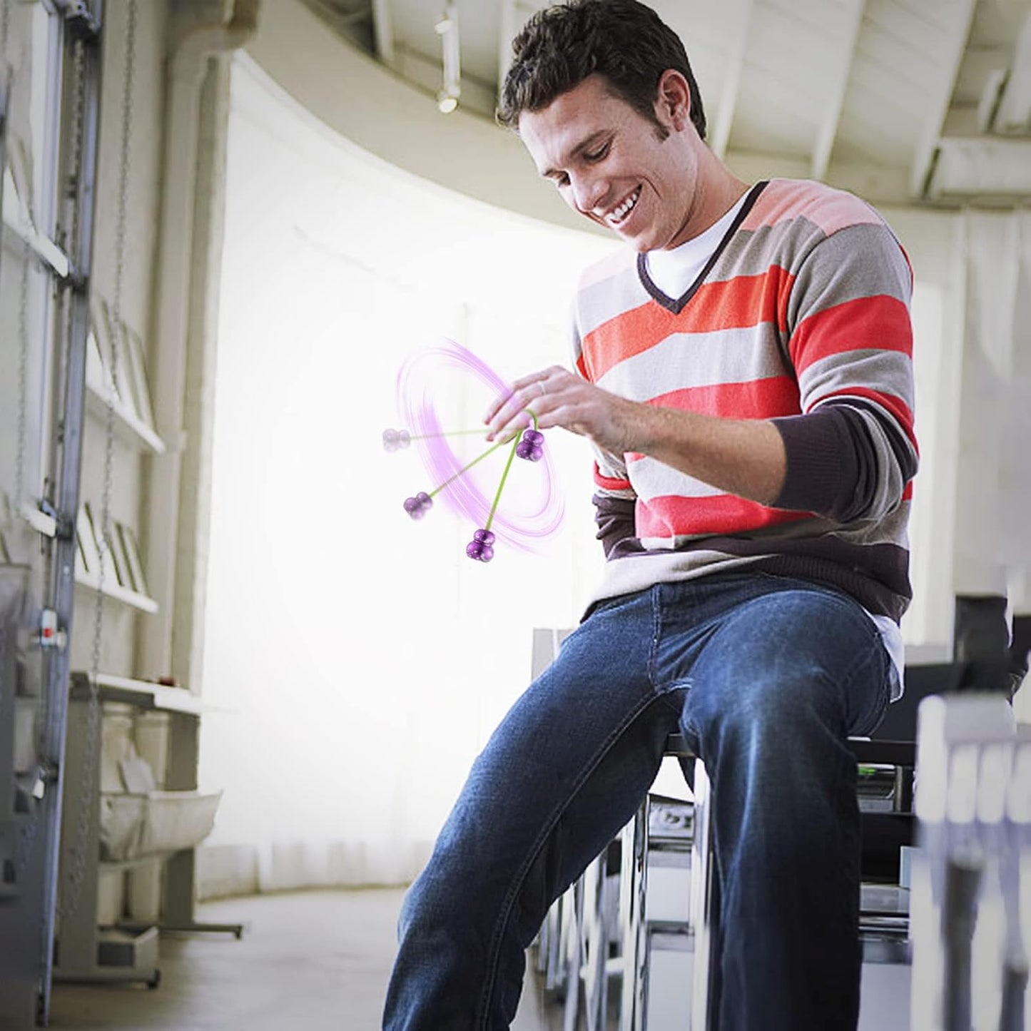 Begleri Fidget Beads - Worry Fidget Beads Spin & Bump - Made of Aluminum Alloy - for Men Women Youngs Skill Players Creates a Bit of Magic for You (Cala-Purple&Blue)