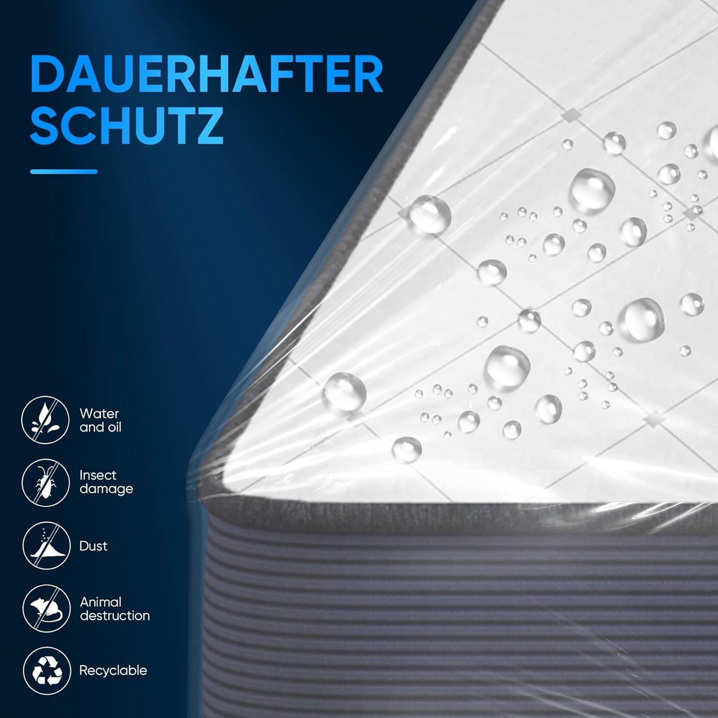 ZCHENBS® – Mattress Bags for Moving and Storage,Mattress Bag with Zippers,5 Mil Ultra-Thick Bed Bag,Waterproof,Anti-Tear,Heavy-Duty Mattress bag (Transaparent/Blue, King/California King-(2 Pack))