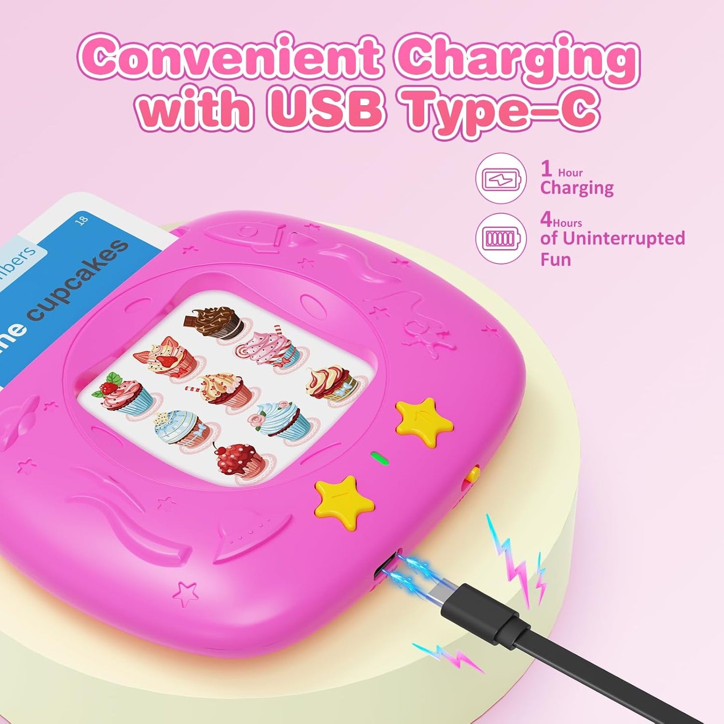 Toddlers Talking Flash Cards with American Accent & 144 Sight Words, Speech Therapy Toys for 3 4 5 6 Years Old Boys and Girls (Pink)