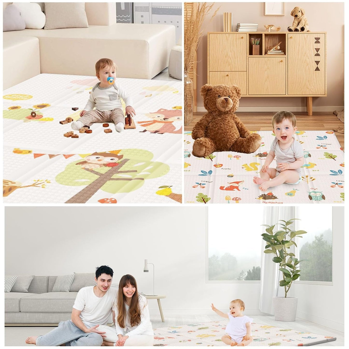 XVISHX Baby Play Mat, 50 x 50 Inch Play Mat Perfect for Use Baby Playpen, Foldable Baby Foam