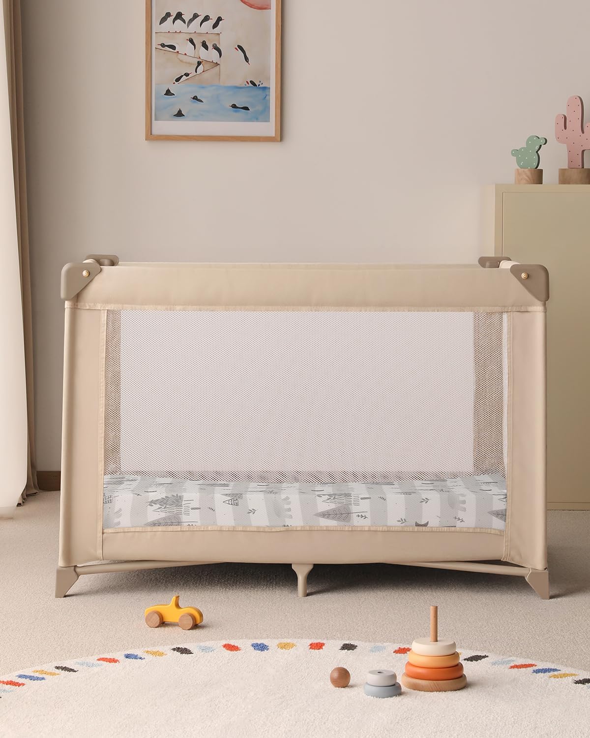 Yoofoss Baby Pack and Play Sheets 2 Pack for Boys and Girls - 38x26 Mini Crib Sheets Fitted Neutral