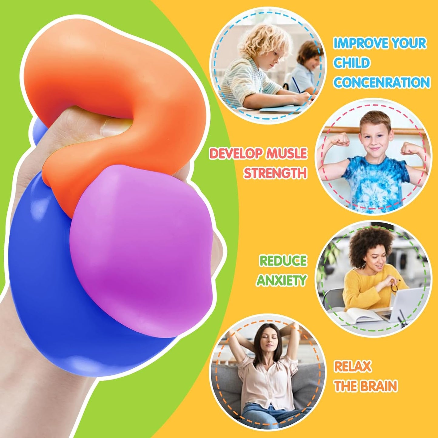 Fidget Toys Stress Cube, 24Pcs Stress Balls Bulk for Kids and Adult, Slow Rising Stress Ice Cube