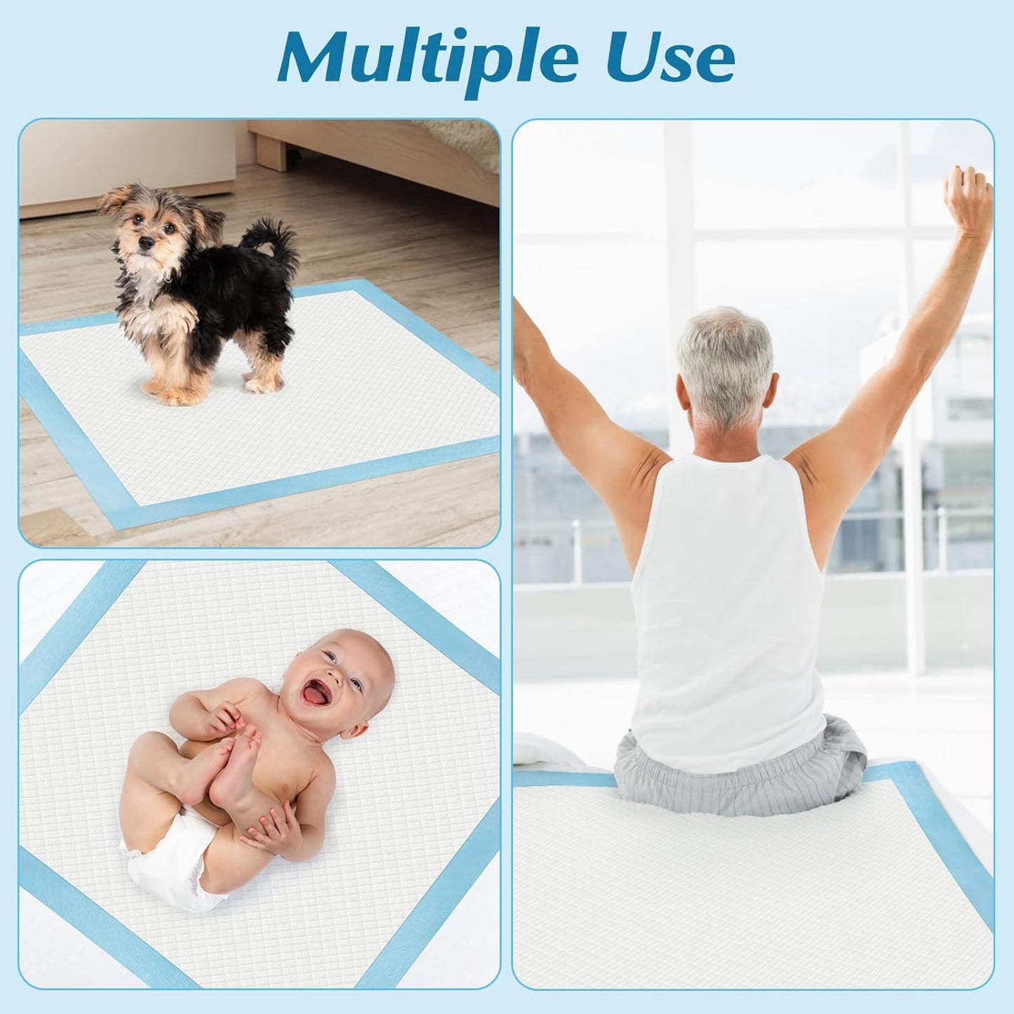 100 Count 22” x 22” Super Absorbency Disposable Underpads, Leakproof Quick Drying Disposable Pads
