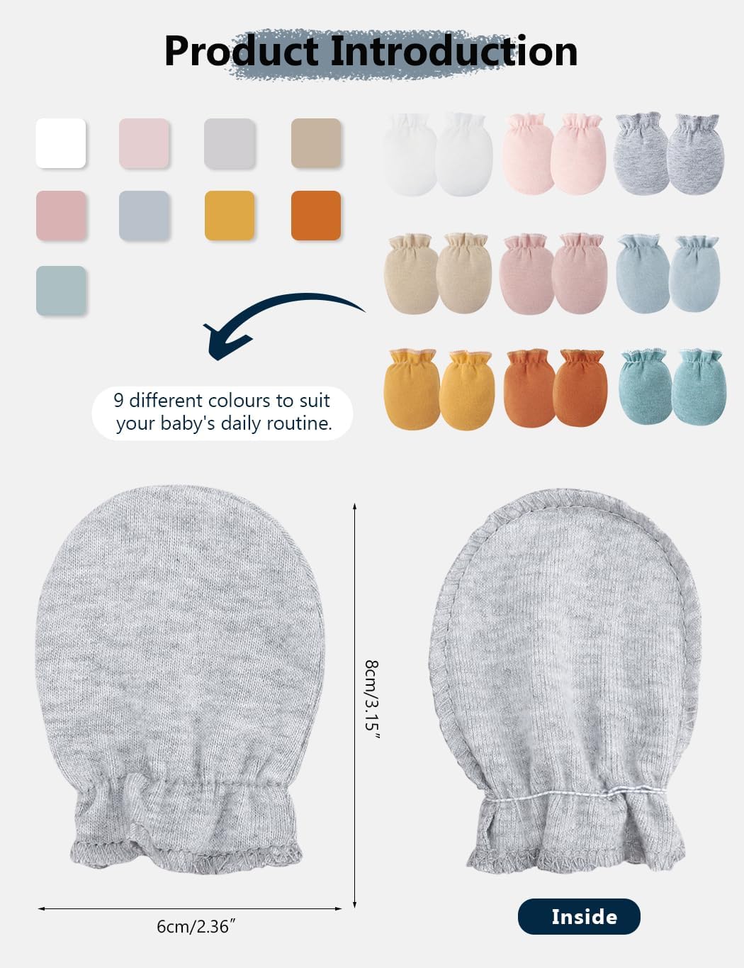 Cute Baby Mittens Newborn, No Scratch Baby Boy Mittens, Baby Girl Hat Gloves for Toddlers, Infant, Newborn