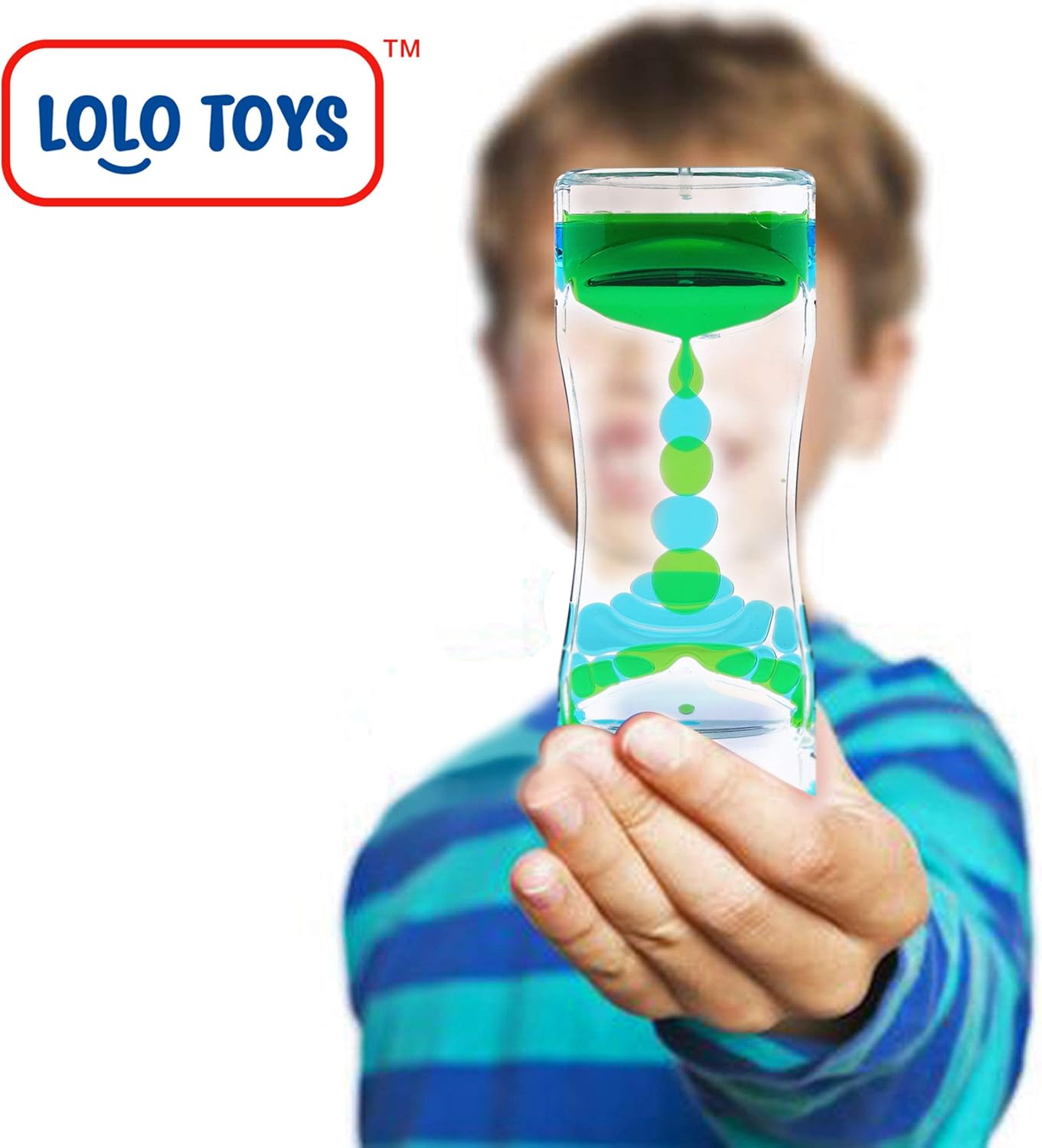 Liquid Motion Bubbler Sensory Toys – 2 Pc Set Bundle Stretchy String Fidget Toys Timer for Stress Relief and Anxiety Relief Great Water Oil Toy for ADHD Autism ADD Hyperactivity Relaxation figit Green