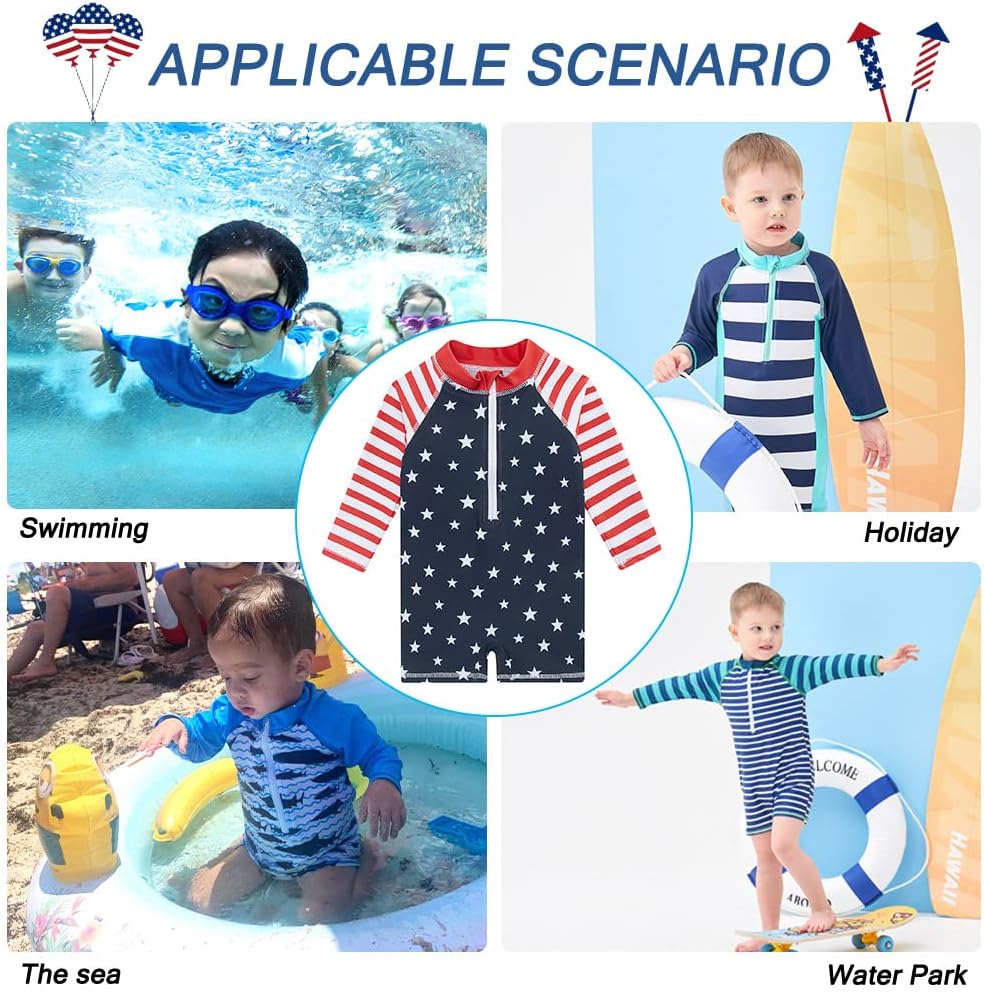 Funnycokid Baby Swimsuit Boy Toddler Bathing Suit Rash Guard UPF 50+ Swimwear 6 Months-4T