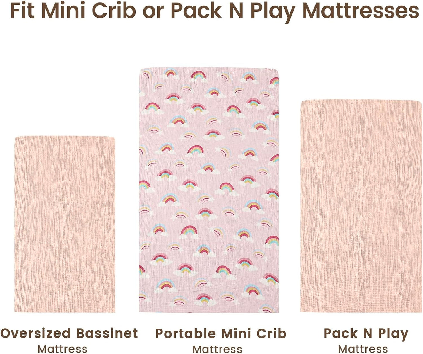 david's kids Muslin Mini Crib Sheets, 2 Pack Cotton Pack N Play Sheets for Boys Girls Neutral, Soft