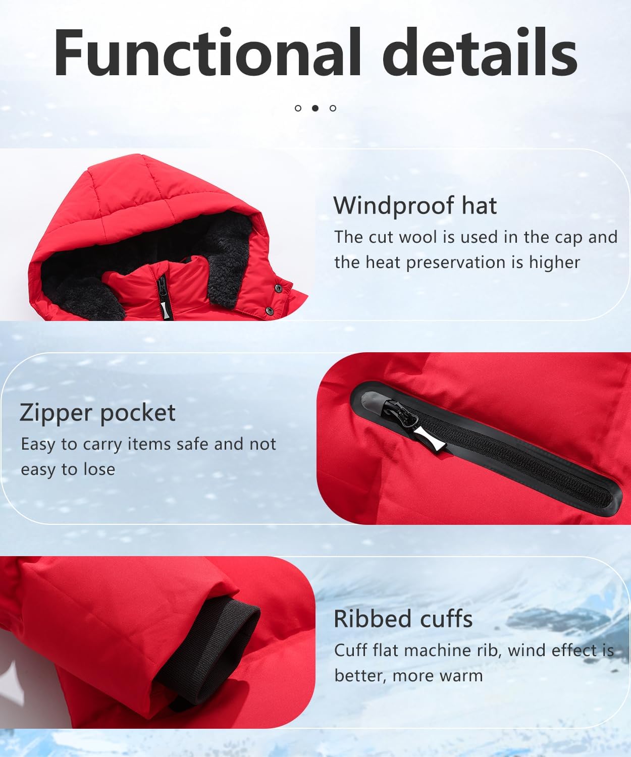 Kids Boy's Winter Coat Fleece Lined Waterproof Jacket Puffy Cotton Coat Thick Hooded Down Outdoor Coats