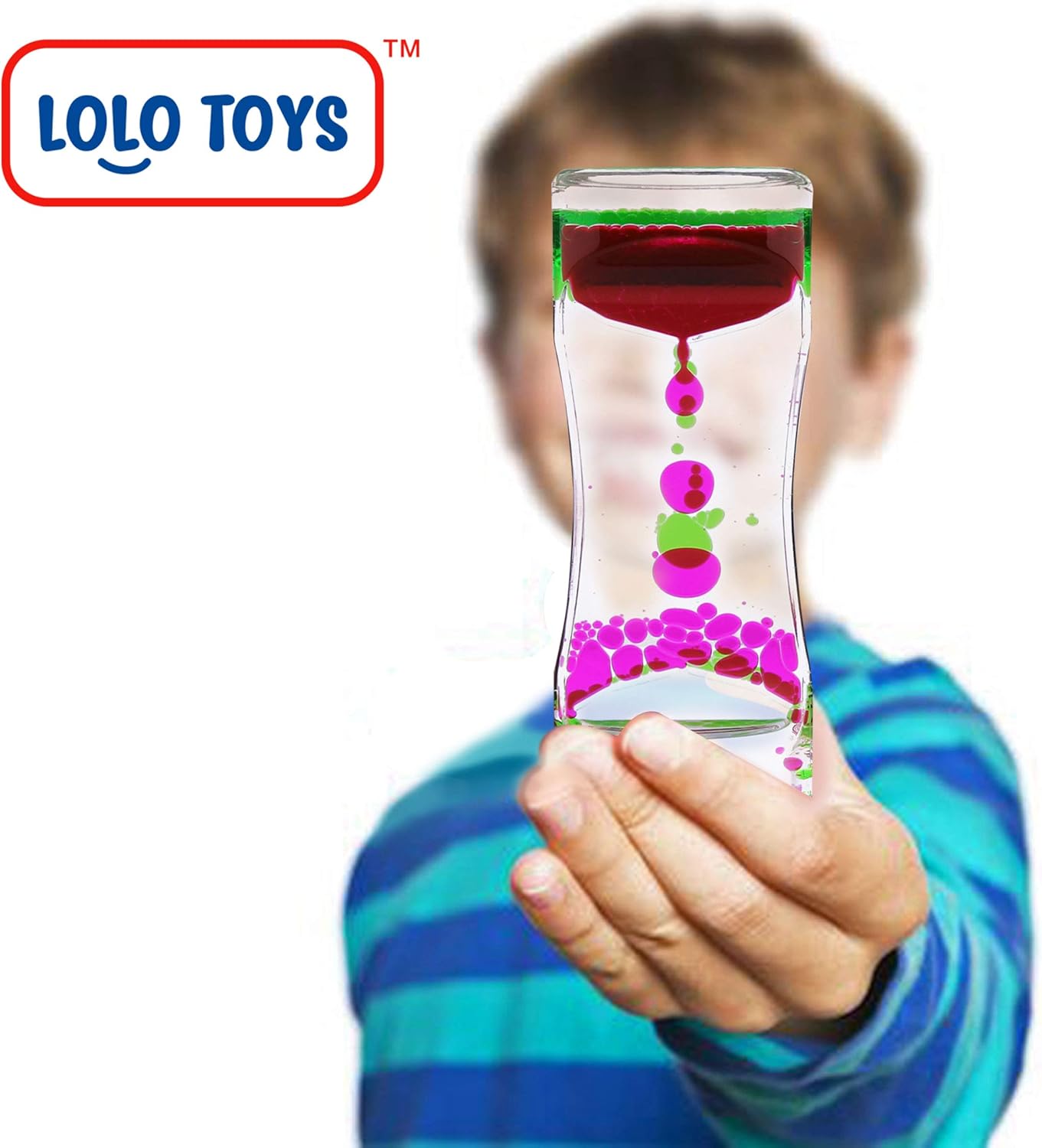 Liquid Motion Bubbler Sensory Toys – 2 Pc Set Bundle Stretchy String Fidget Toys Timer for Stress Relief and Anxiety Relief, Water Oil Toy for Hyperactivity Relaxation figit Fuchsia